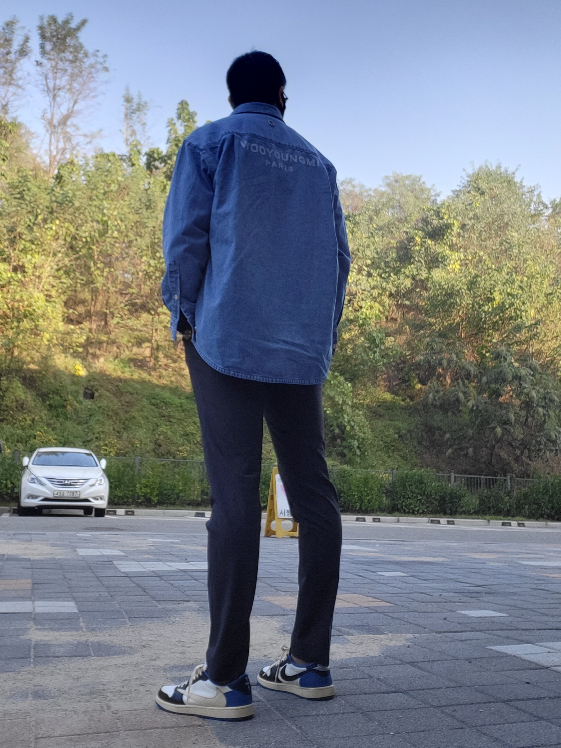 Jordan 1 x Travis Scott x Fragment Retro Low OG SP Military Blue 착용 스타일