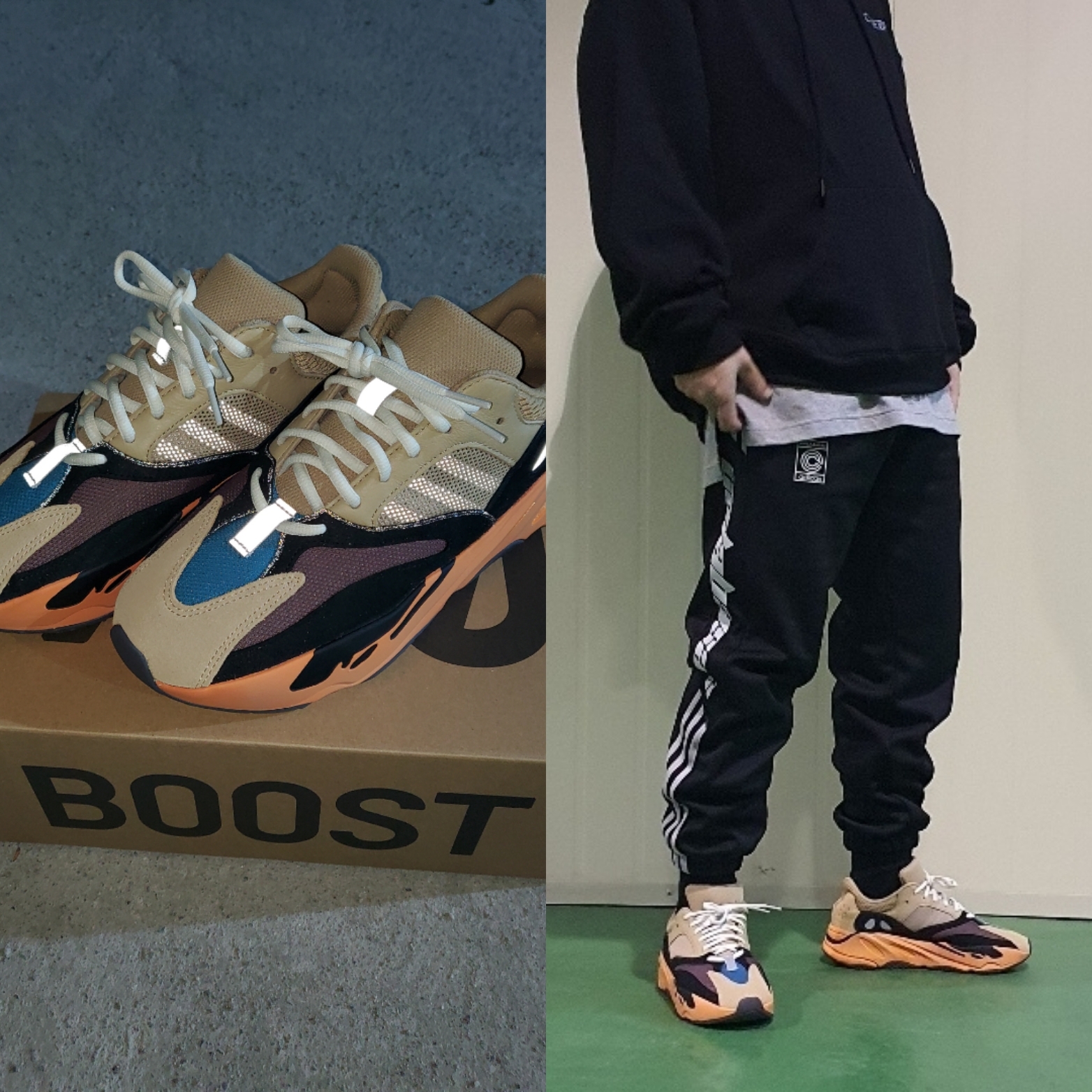 Adidas Yeezy Boost 700 Enflame Amber 착용 스타일