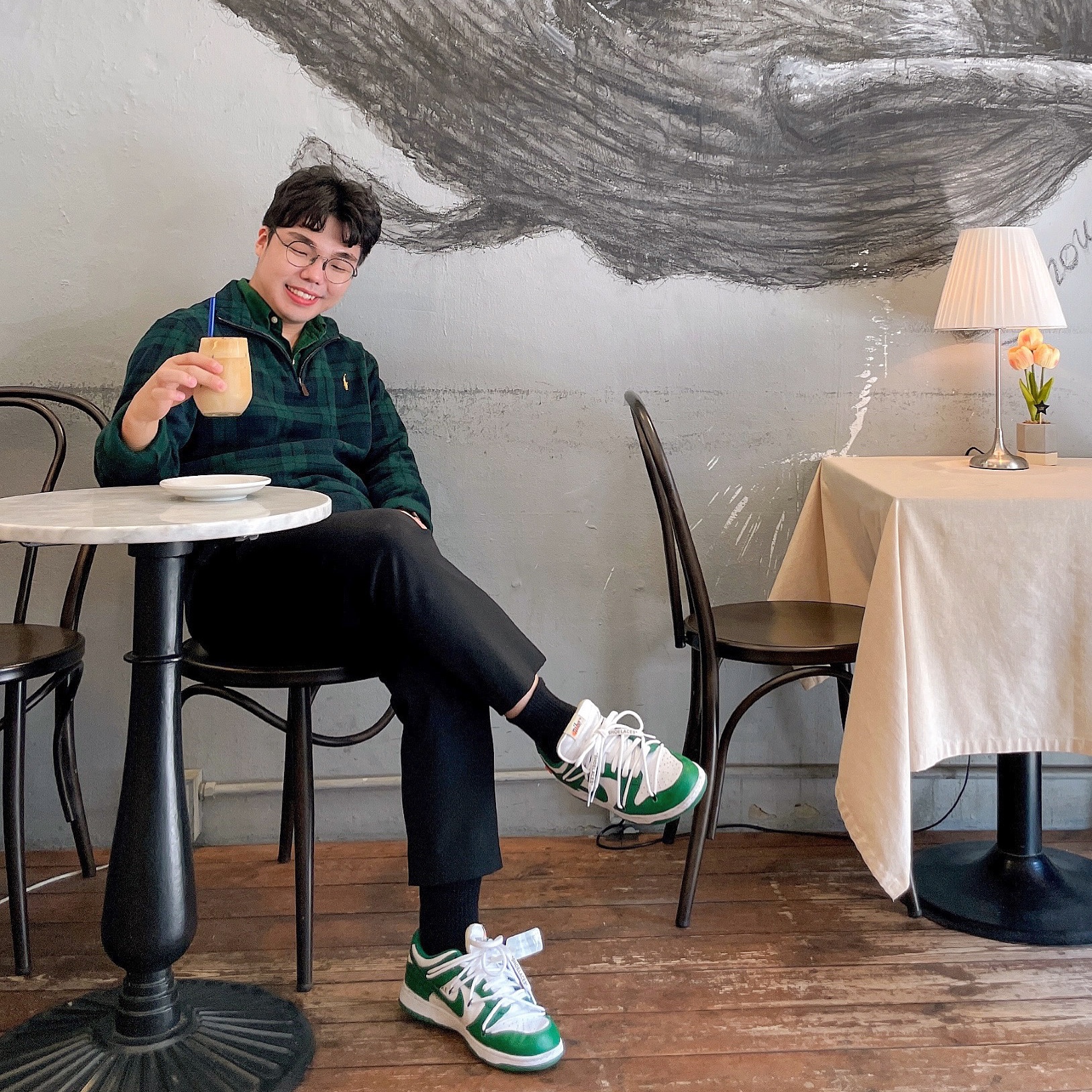 Nike x Off-White Dunk Low Pine Green 착용 스타일