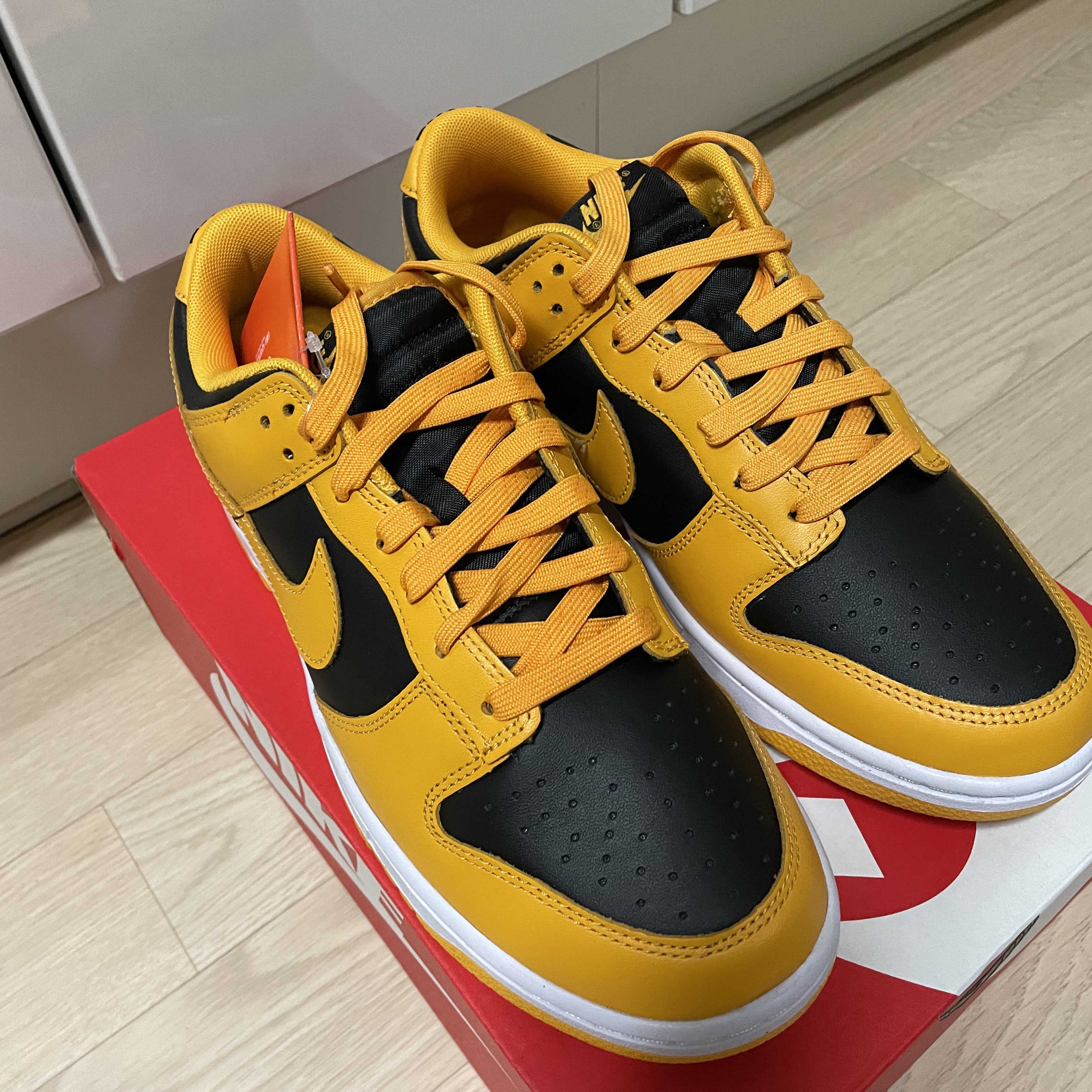 Nike Dunk Low Retro Championship Goldenrod 착용 스타일 - 1