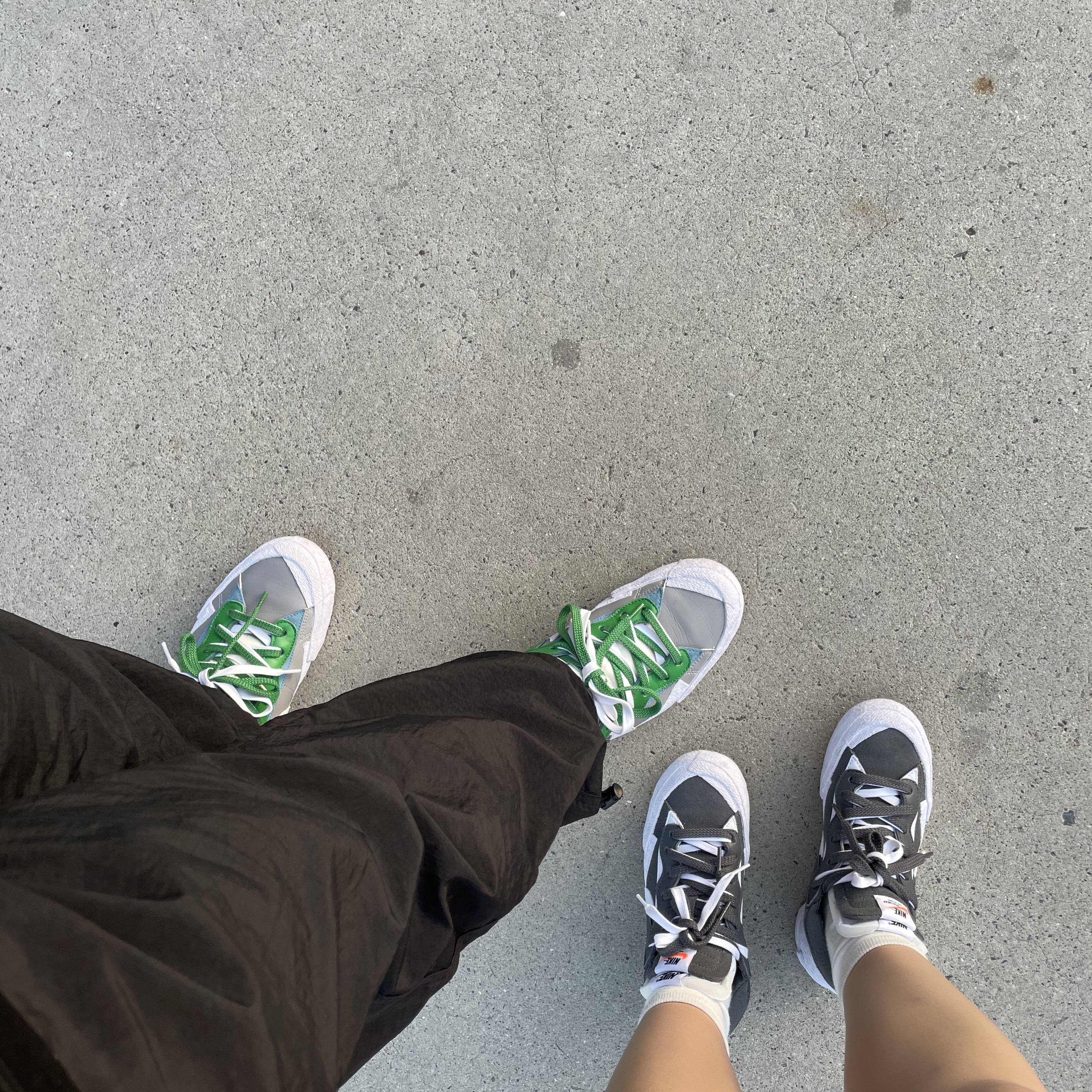 Nike x Sacai Blazer Low Classic Green, Nike x Sacai Blazer Low Iron Grey 착용 스타일