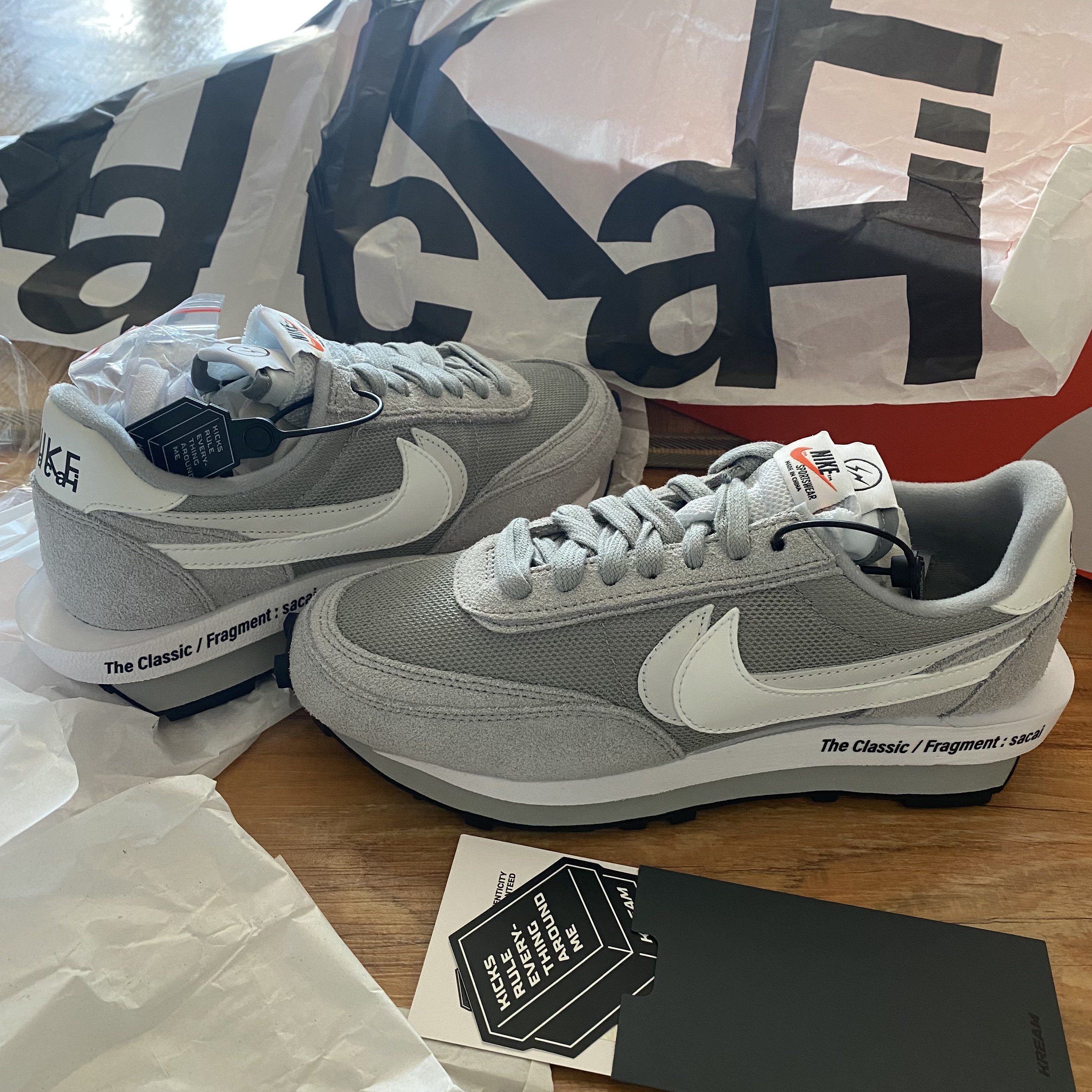 Nike x Sacai x Fragment LDWaffle Light Smoke Grey 착용 스타일