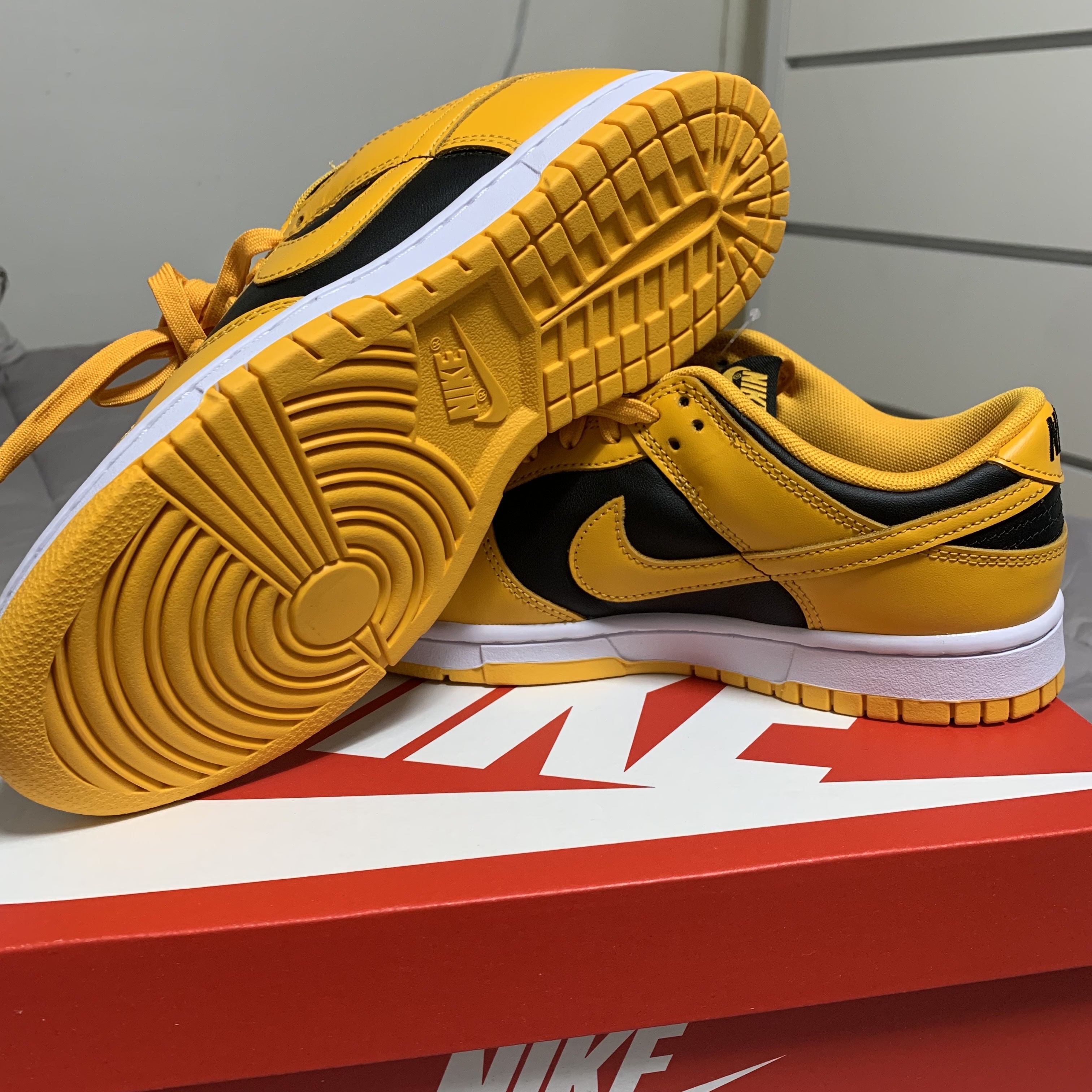 Nike Dunk Low Retro Championship Goldenrod 착용 스타일 - 4