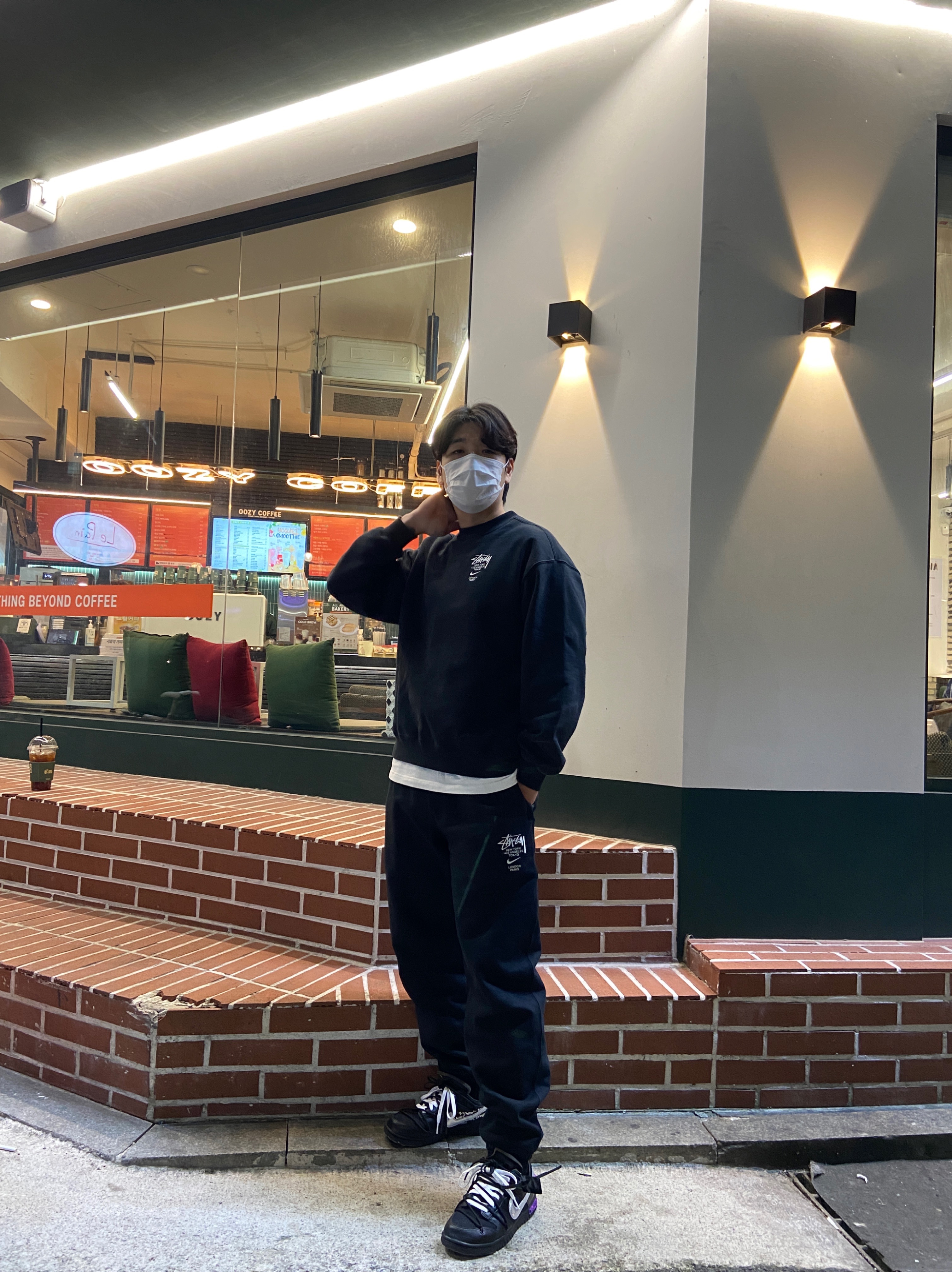 Nike x Stussy NRG ZR Fleece Crewneck Black - Asia, Nike x Stussy NRG ZR Fleece Pants Black - Asia 착용 스타일 - 1