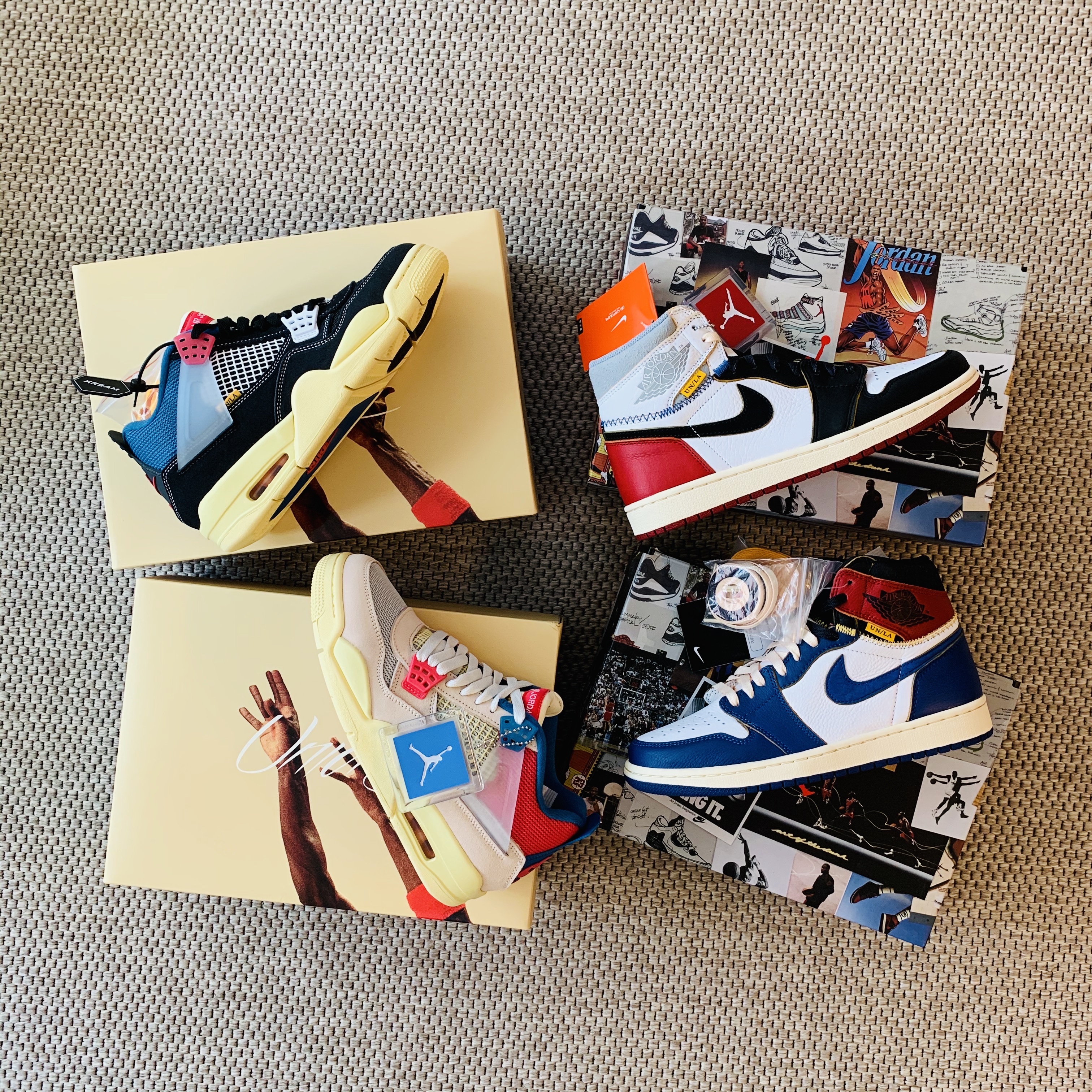 Jordan 4 x Union Retro Off Noir, Jordan 4 x Union Retro Guava Ice 착용 스타일