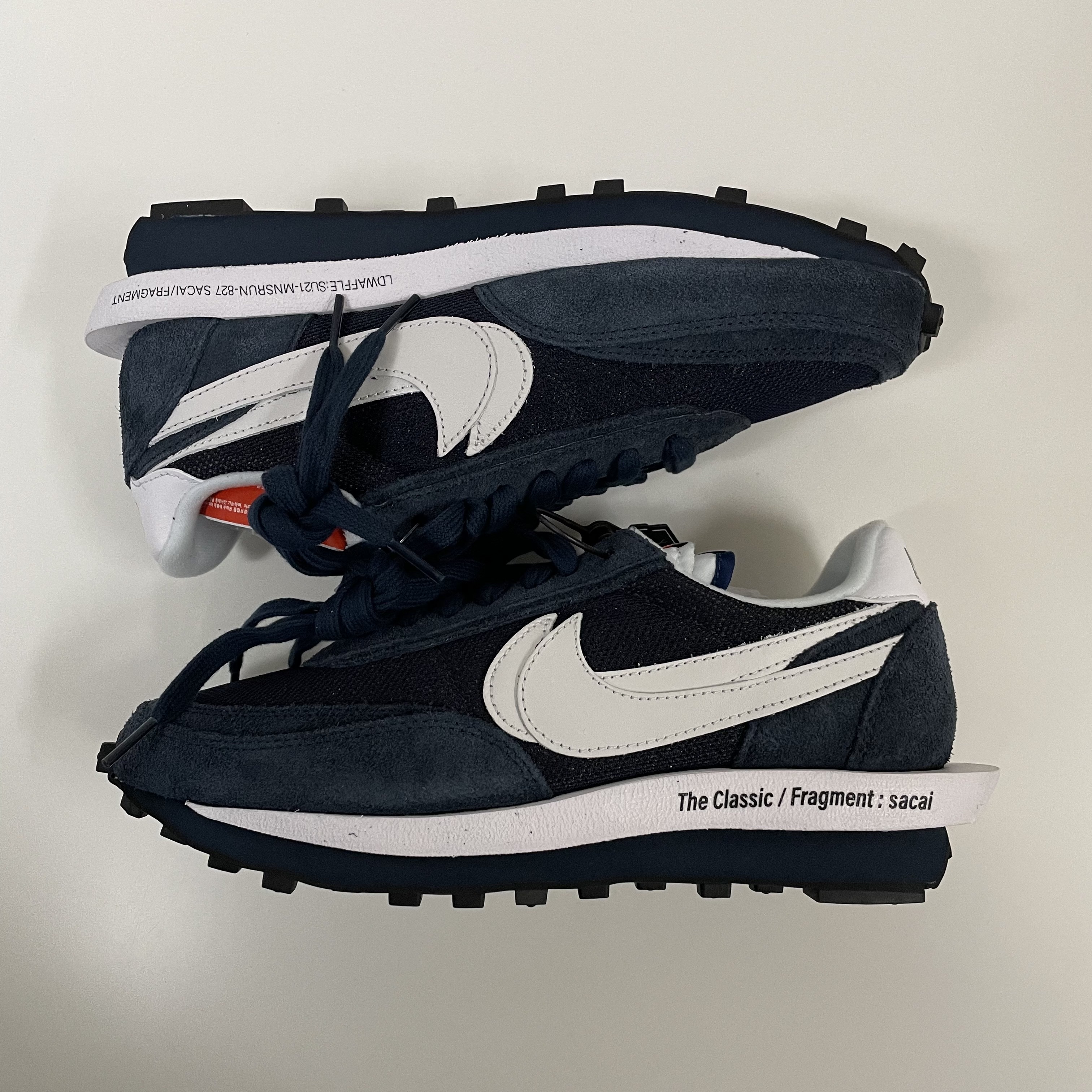 Nike x Sacai x Fragment LDWaffle Blackened Blue 착용 스타일 - 1