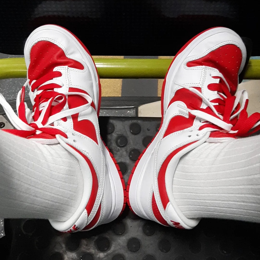 Nike Dunk Low Retro Championship Red 착용 스타일
