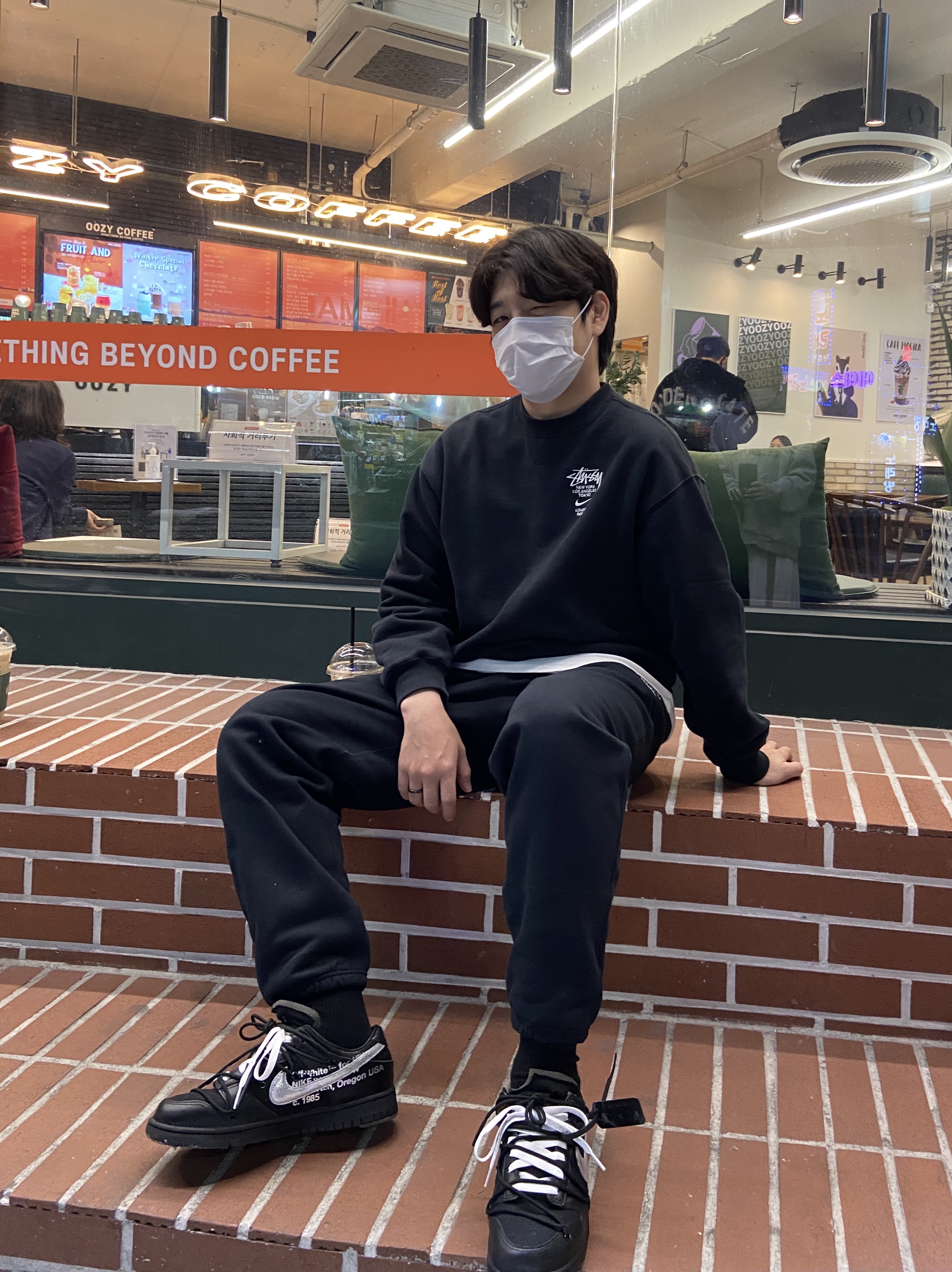 Nike x Stussy NRG ZR Fleece Crewneck Black - Asia, Nike x Stussy NRG ZR Fleece Pants Black - Asia 착용 스타일 - 2