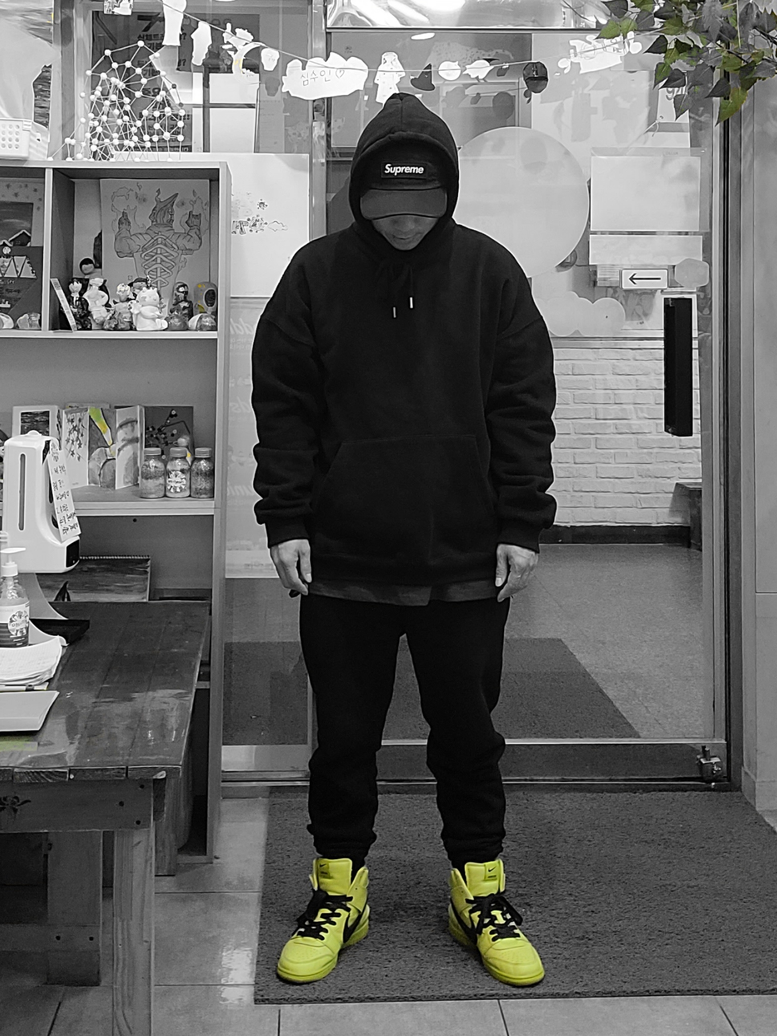 Nike x Ambush Dunk High Flash Lime, Supreme Military Camp Cap Black - 21FW 착용 스타일 - 3