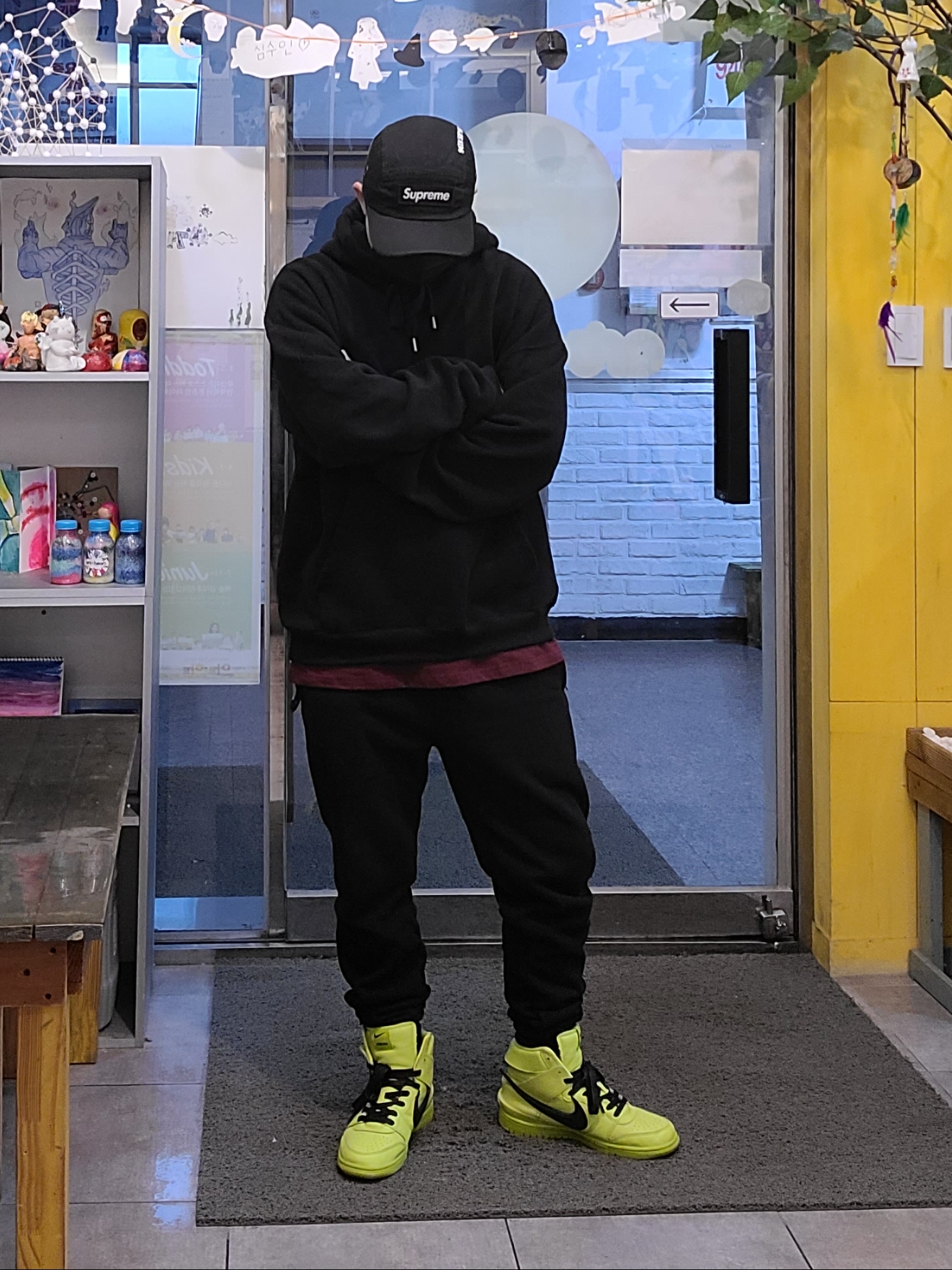 Nike x Ambush Dunk High Flash Lime, Supreme Military Camp Cap Black - 21FW 착용 스타일 - 1