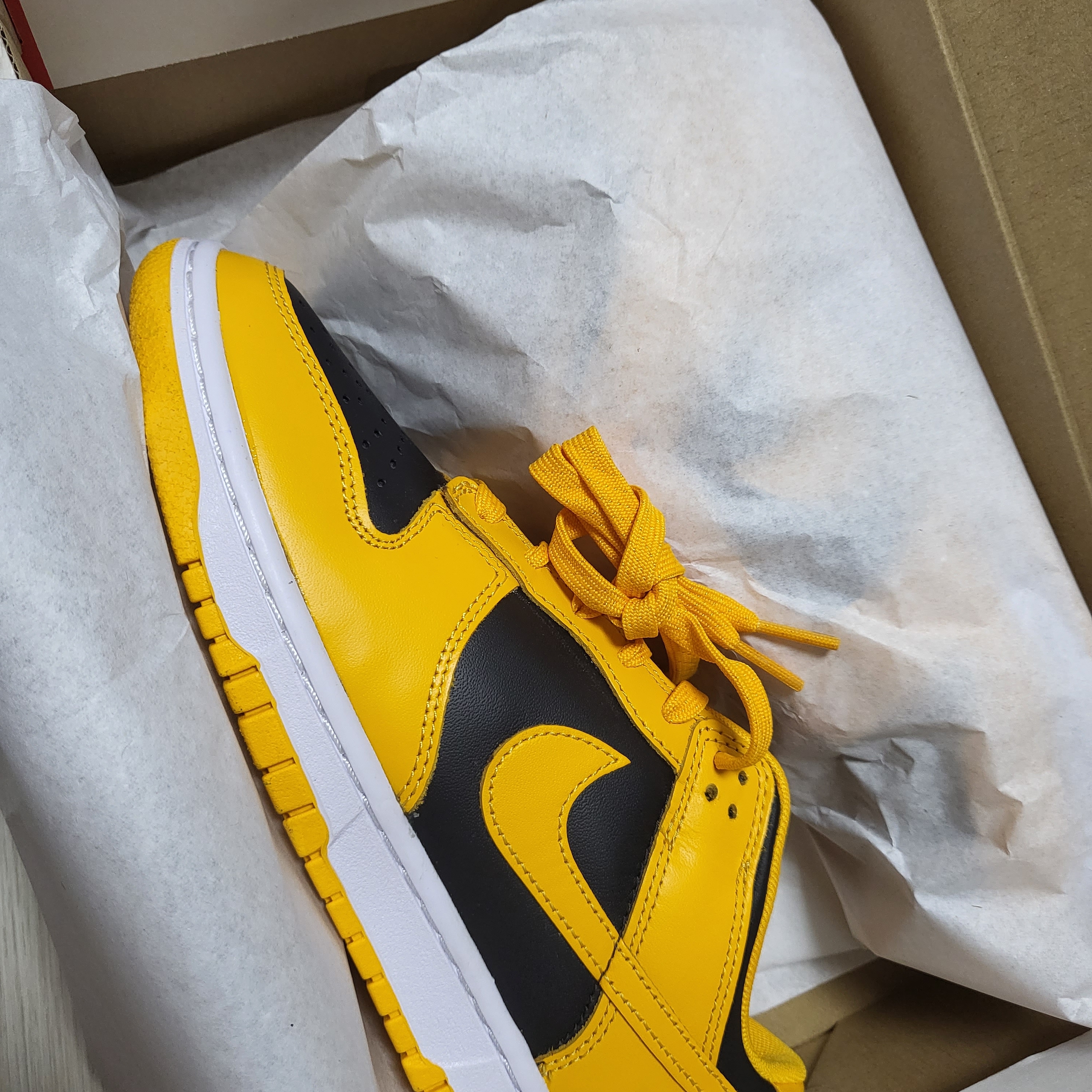 Nike Dunk Low Retro Championship Goldenrod 착용 스타일 - 1