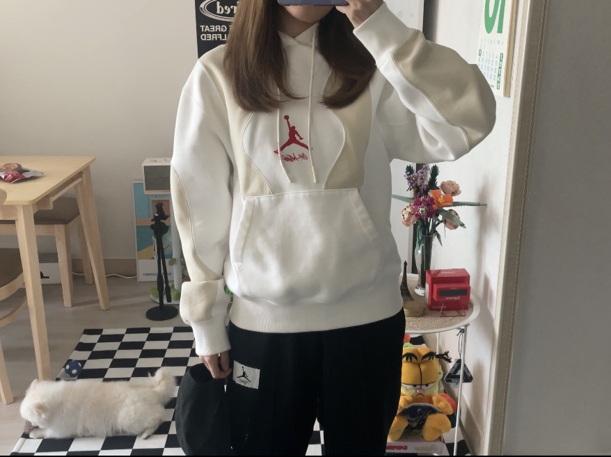Jordan x Off-White Fleece Pullover Hoodie Sail - Asia 착용 스타일