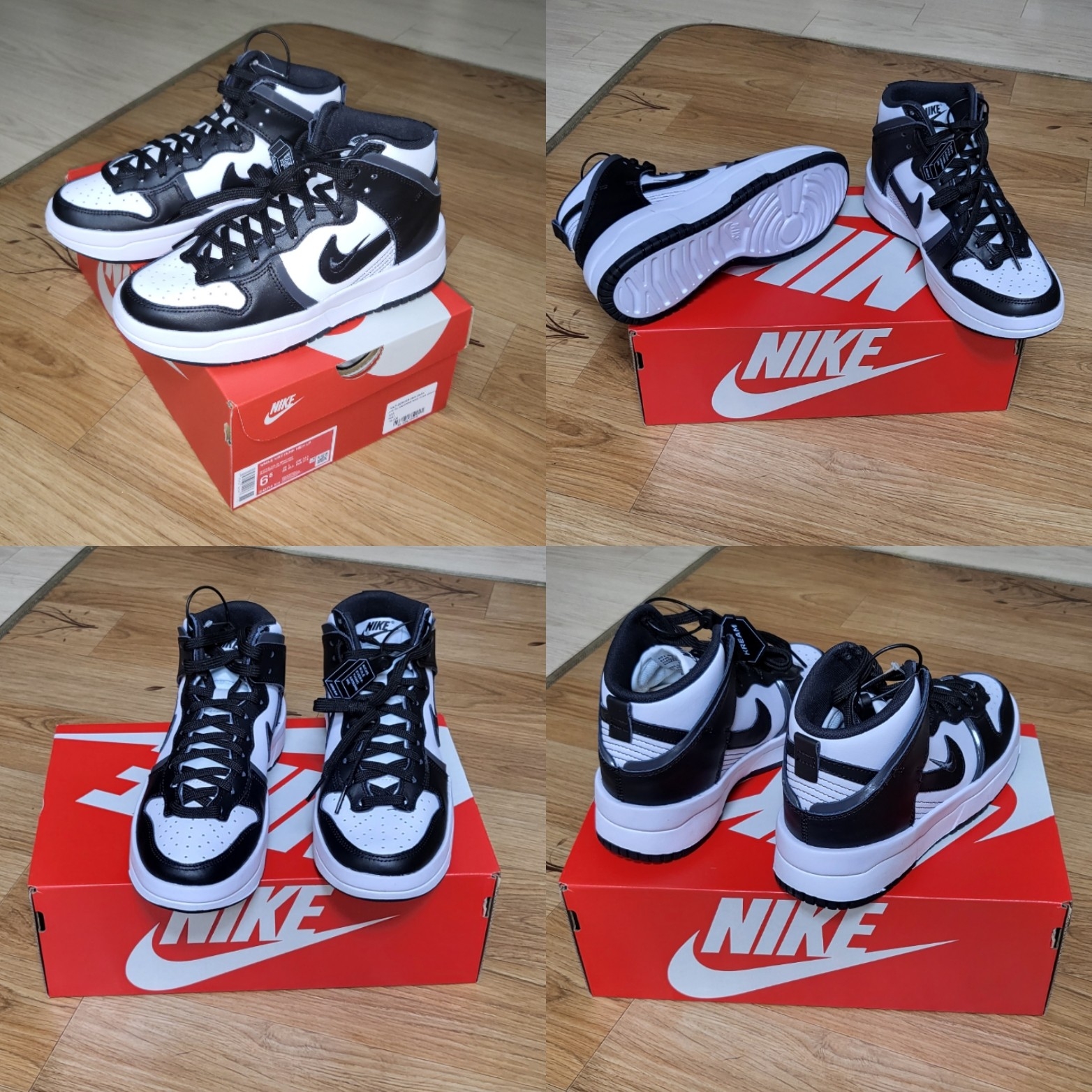 (W) Nike Dunk High Up Black and White 착용 스타일