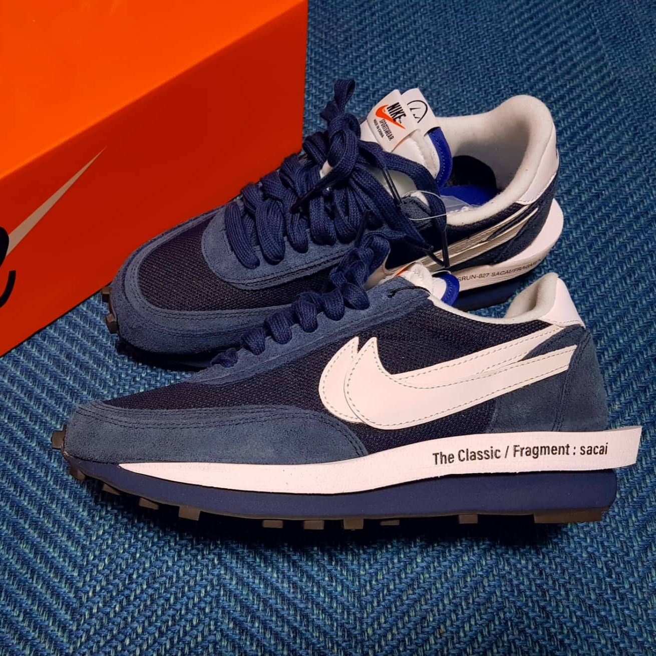 Nike x Sacai x Fragment LDWaffle Blackened Blue 착용 스타일