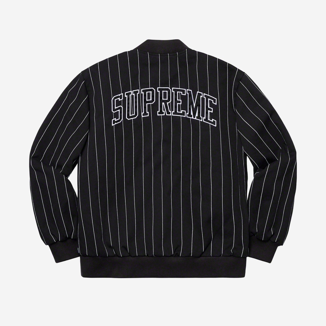 Supreme Pinstripe Varsity Jacket Black - 19SS 상세 이미지 2