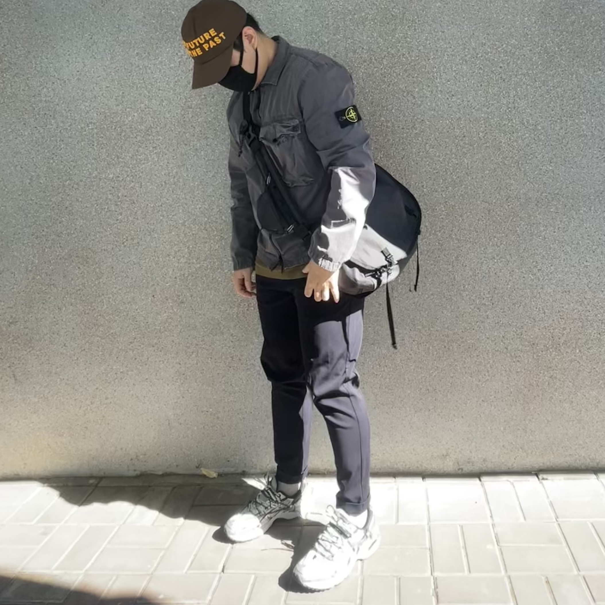Asics x Andersson Bell Gel-1090 Glacier Grey Silver, Stone Island 117WN T.CO+OLD Overshirt Purple Grey - 21SS 착용 스타일 - 1