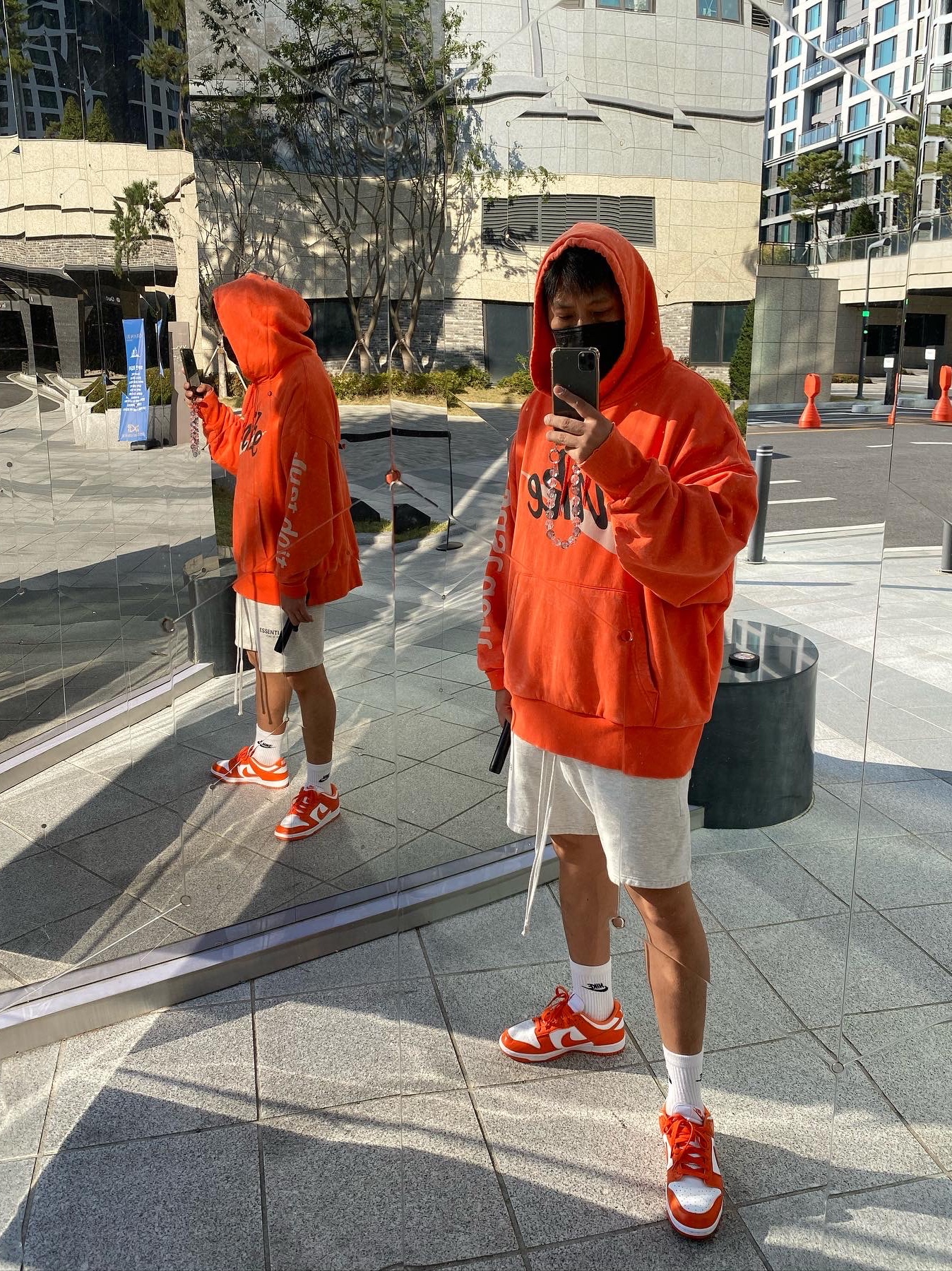 Nike x Cactus Plant Flea Market Shoebox Heavyweight Hooded Pullover Orange - US/EU, Nike x Cactus Plant Flea Market Shoebox Heavyweight Hooded Pullover Orange - Asia 착용 스타일 - 3