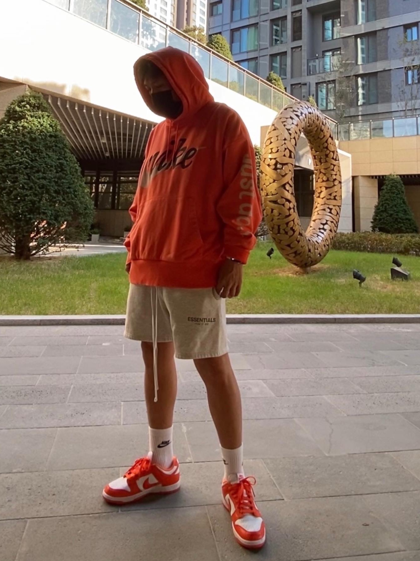 Nike x Cactus Plant Flea Market Shoebox Heavyweight Hooded Pullover Orange - US/EU, Nike x Cactus Plant Flea Market Shoebox Heavyweight Hooded Pullover Orange - Asia 착용 스타일 - 1