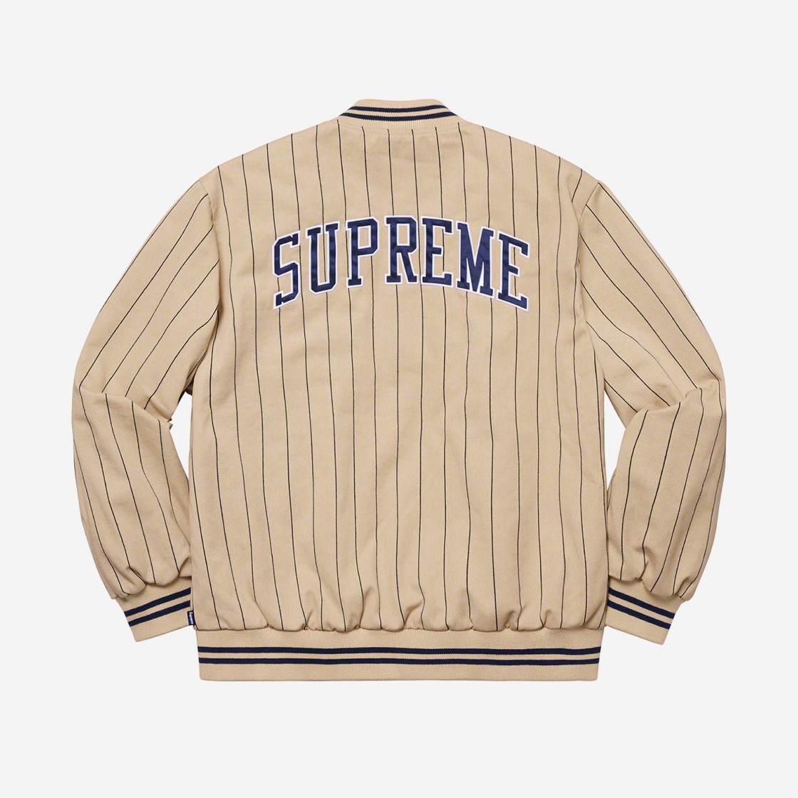 Supreme Pinstripe Varsity Jacket Tan - 19SS 상세 이미지 2