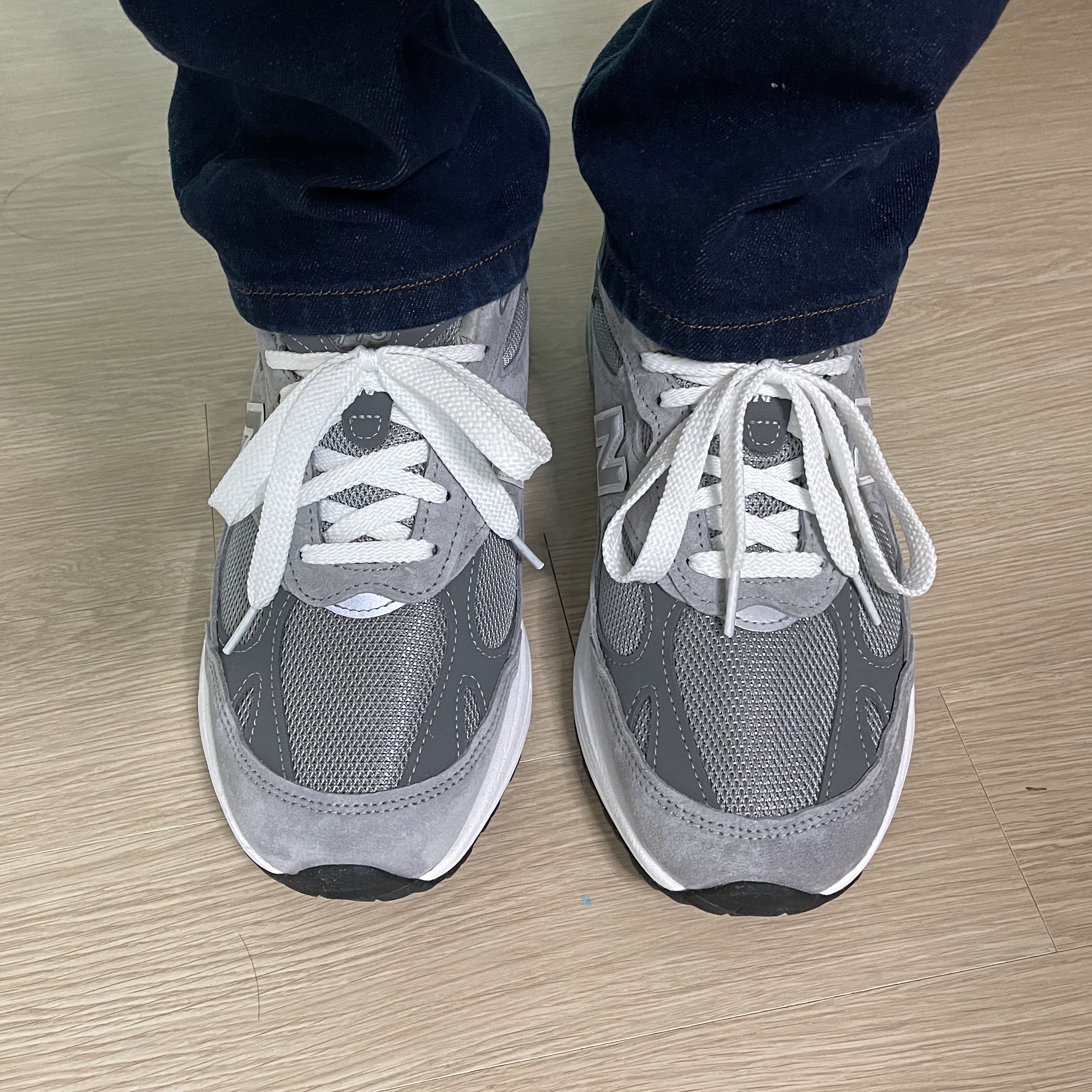New Balance 993 Made in USA Grey - 2E Wide 착용 스타일 - 3