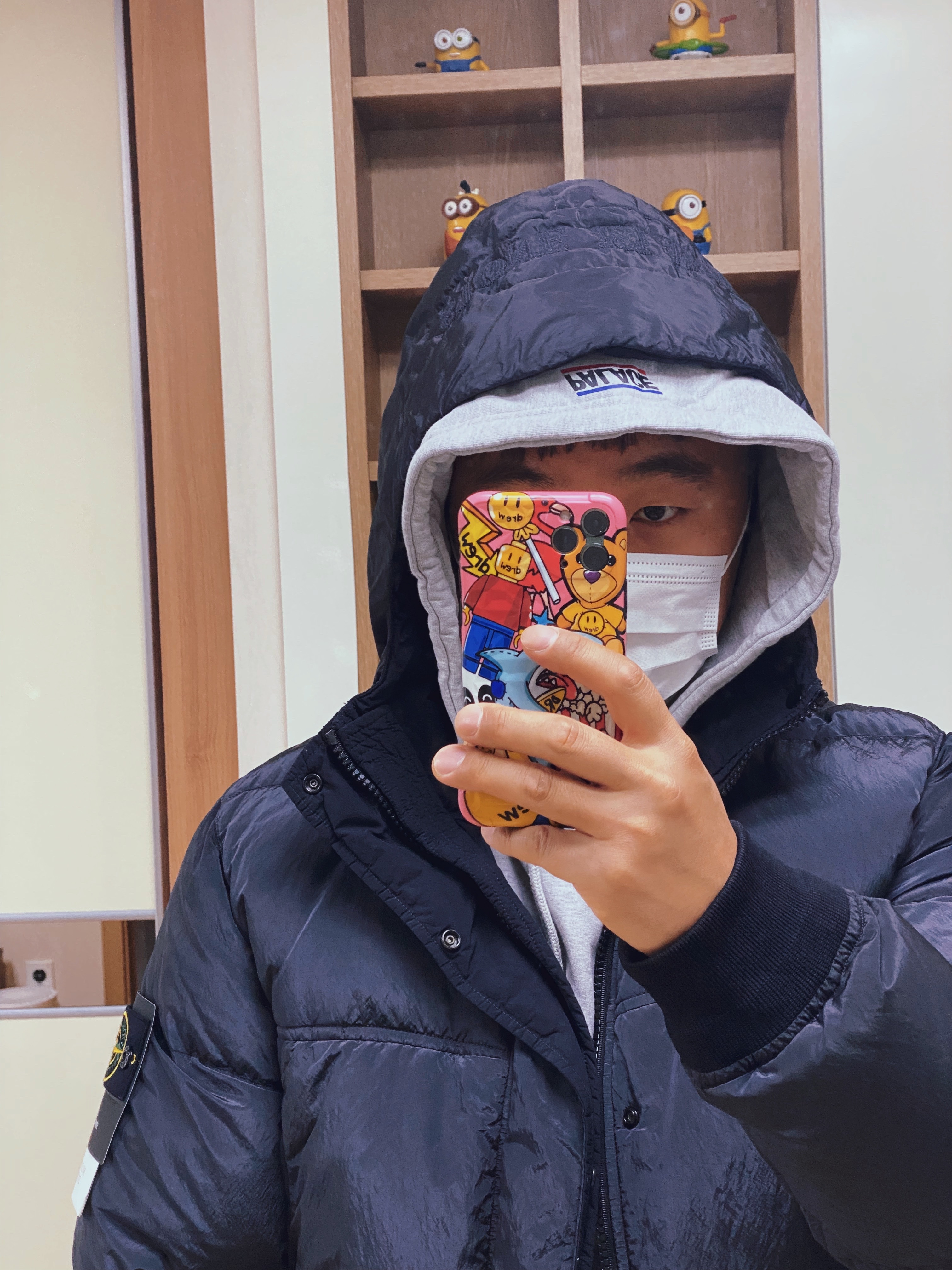 Stone Island 44508 Nylon Metal Down-TC Jacket Dark Grey - 21FW, Palace Basically A Hood Black 착용 스타일