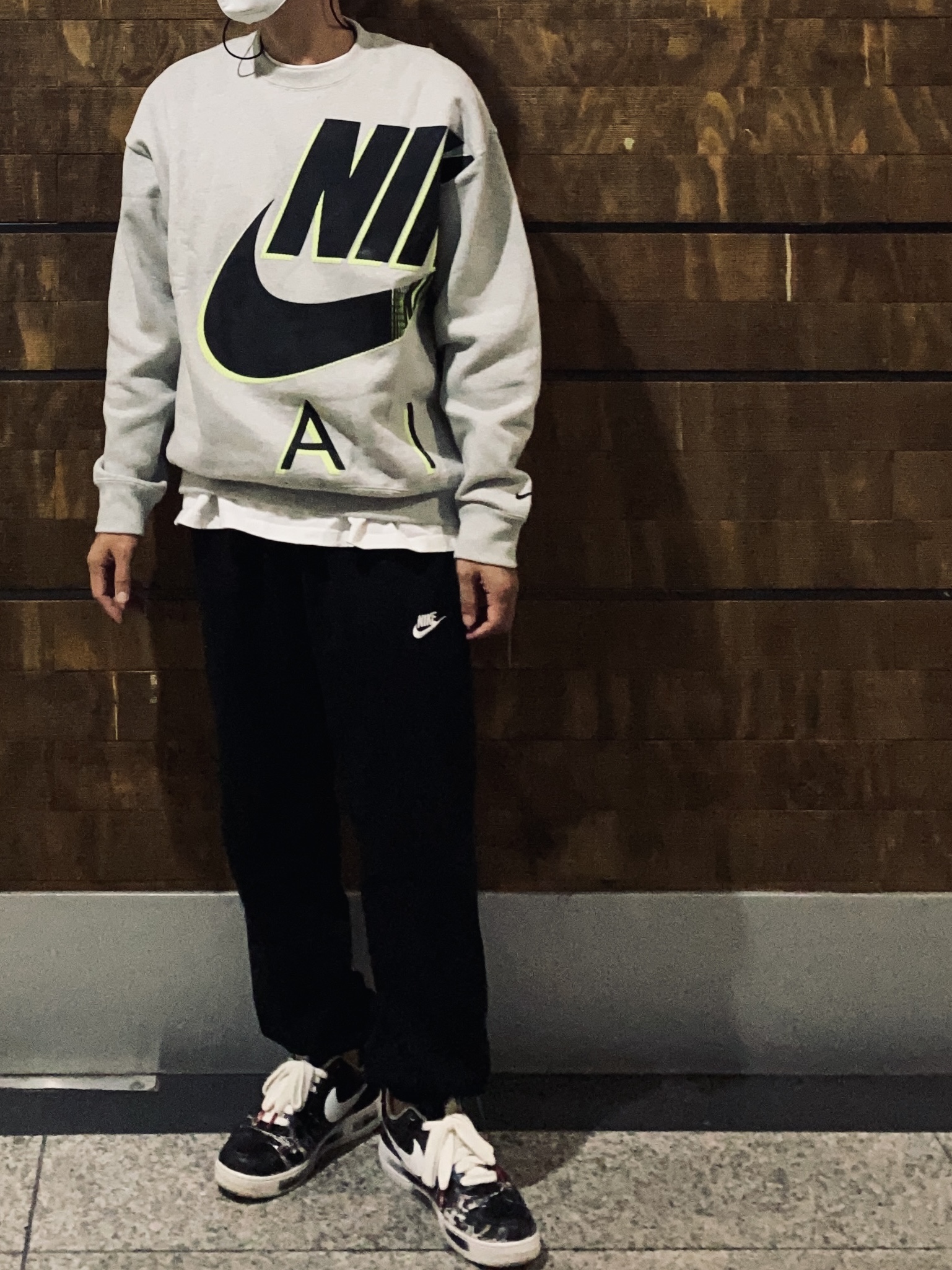 Nike x Kim Jones Fleece Crew Grey Heather - US/EU, Nike x Peaceminusone Air Force 1 Low Para-Noise 착용 스타일