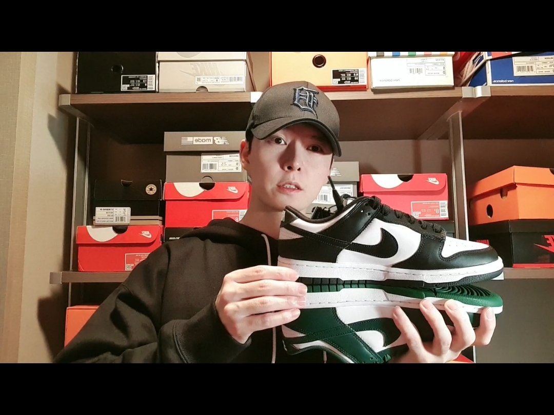 Nike Dunk Low Retro Varsity Green, Nike Dunk Low Retro Black 착용 스타일