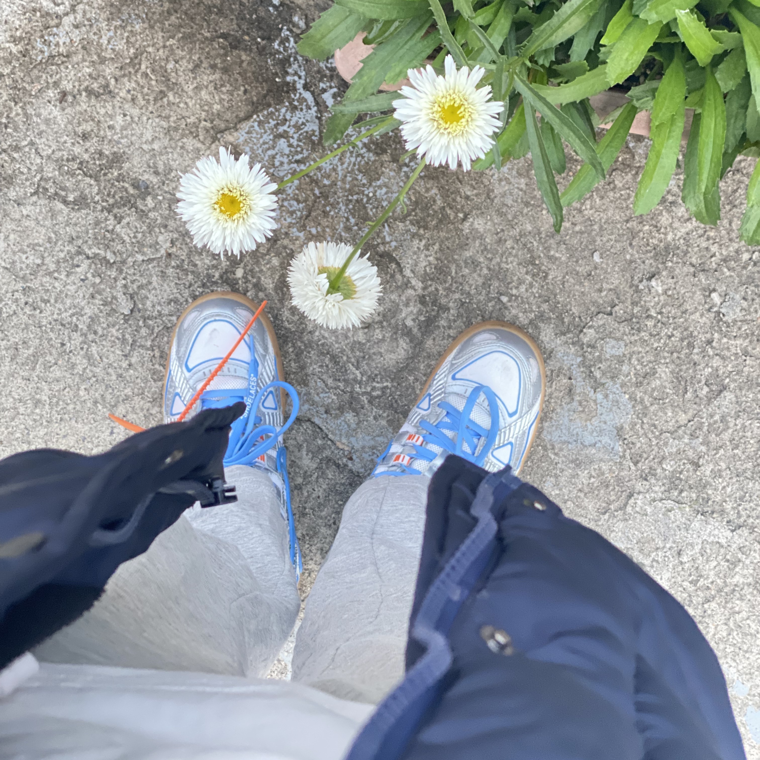 Nike x Off-White Air Rubber Dunk University Blue 착용 스타일