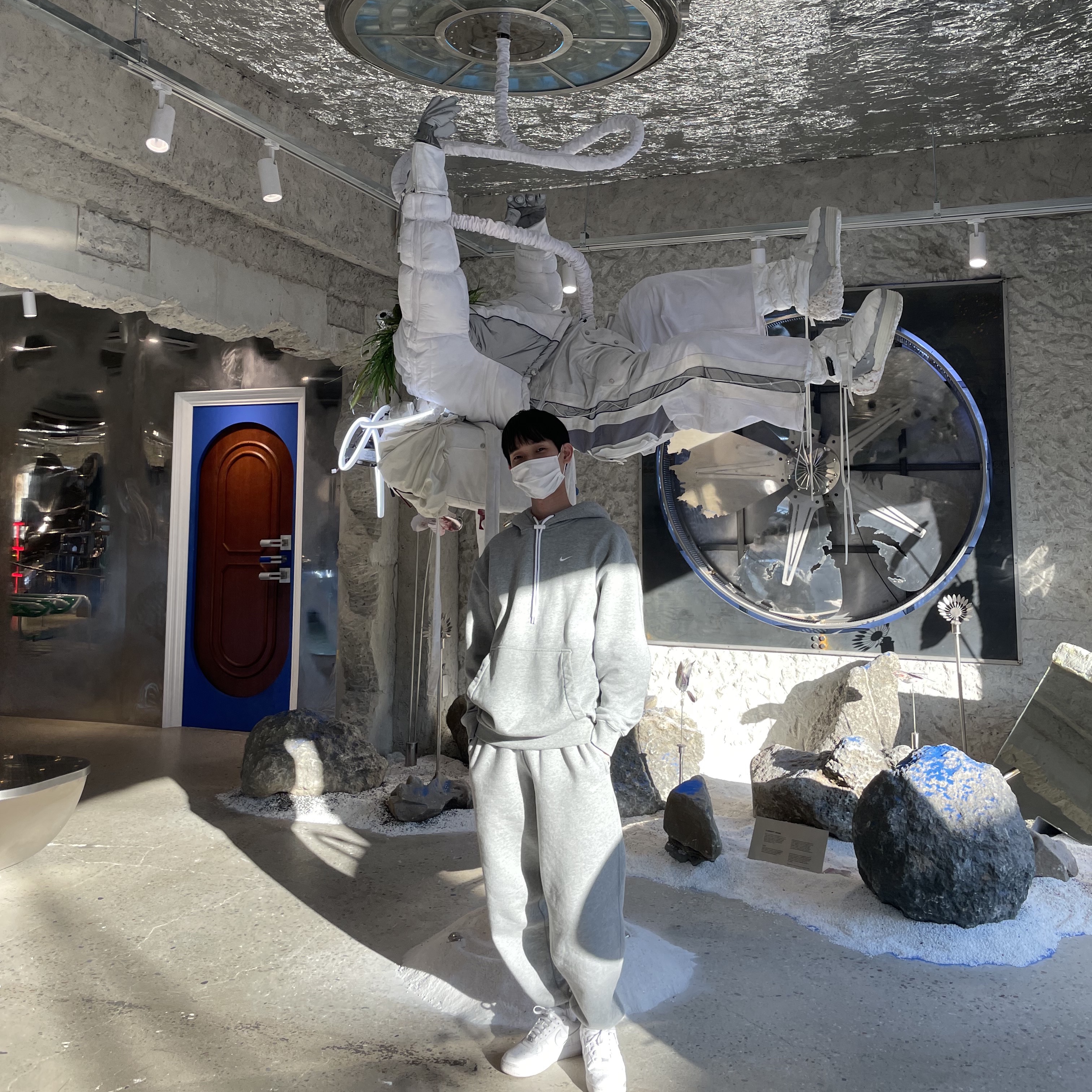 Nike M NRG Hoodie Dark Grey Heather, Nike NRG Solo Swoosh Fleece Pants Dark Grey Heather - Asia 착용 스타일 - 1