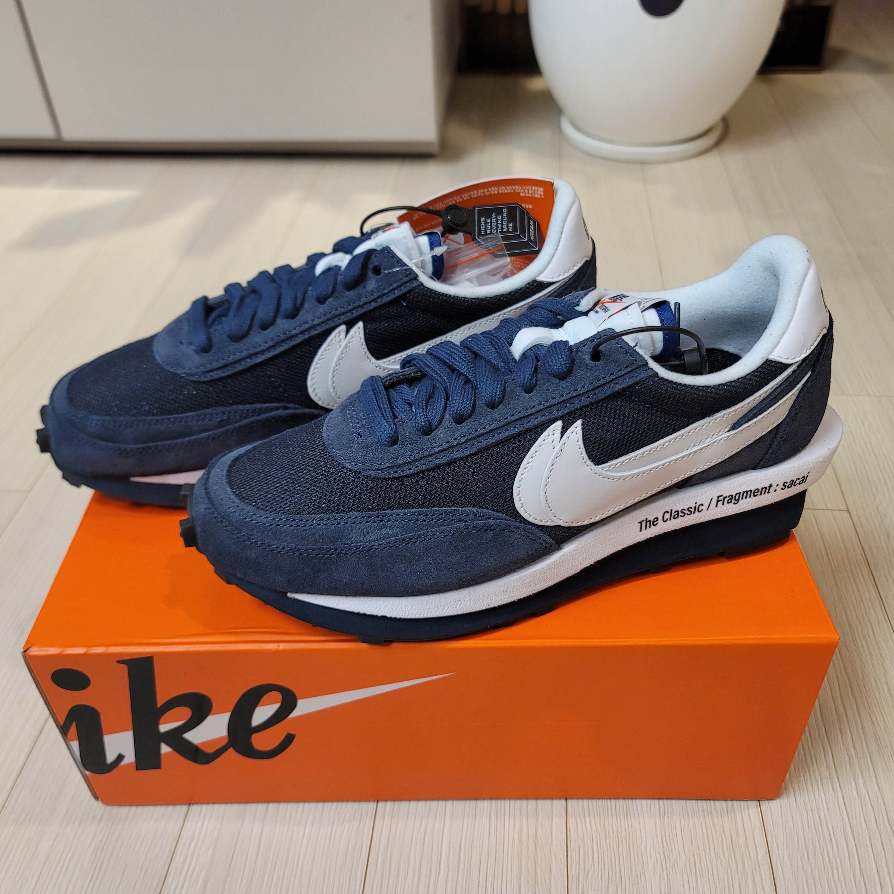 Nike x Sacai x Fragment LDWaffle Blackened Blue 착용 스타일 - 1