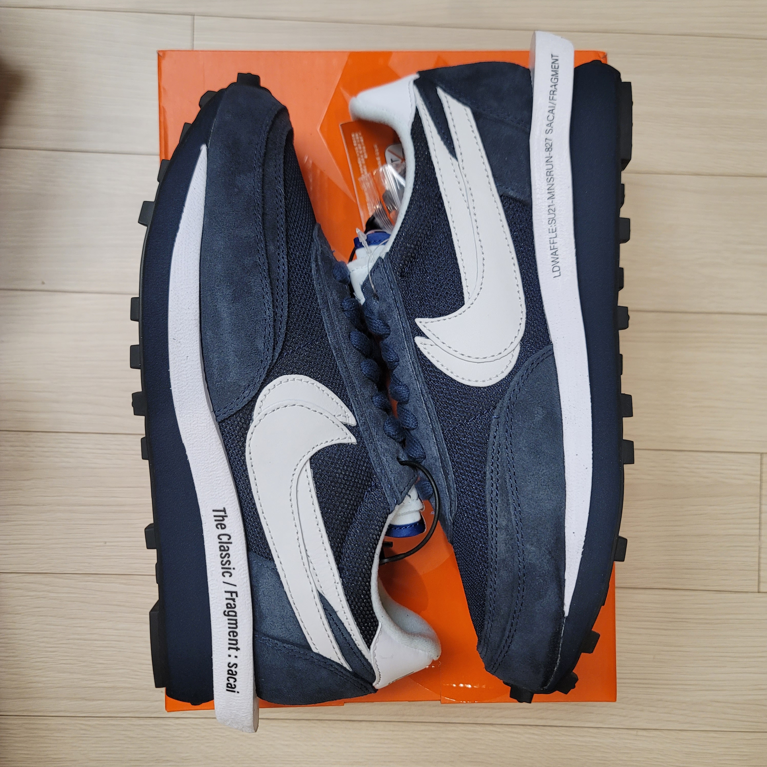 Nike x Sacai x Fragment LDWaffle Blackened Blue 착용 스타일 - 3
