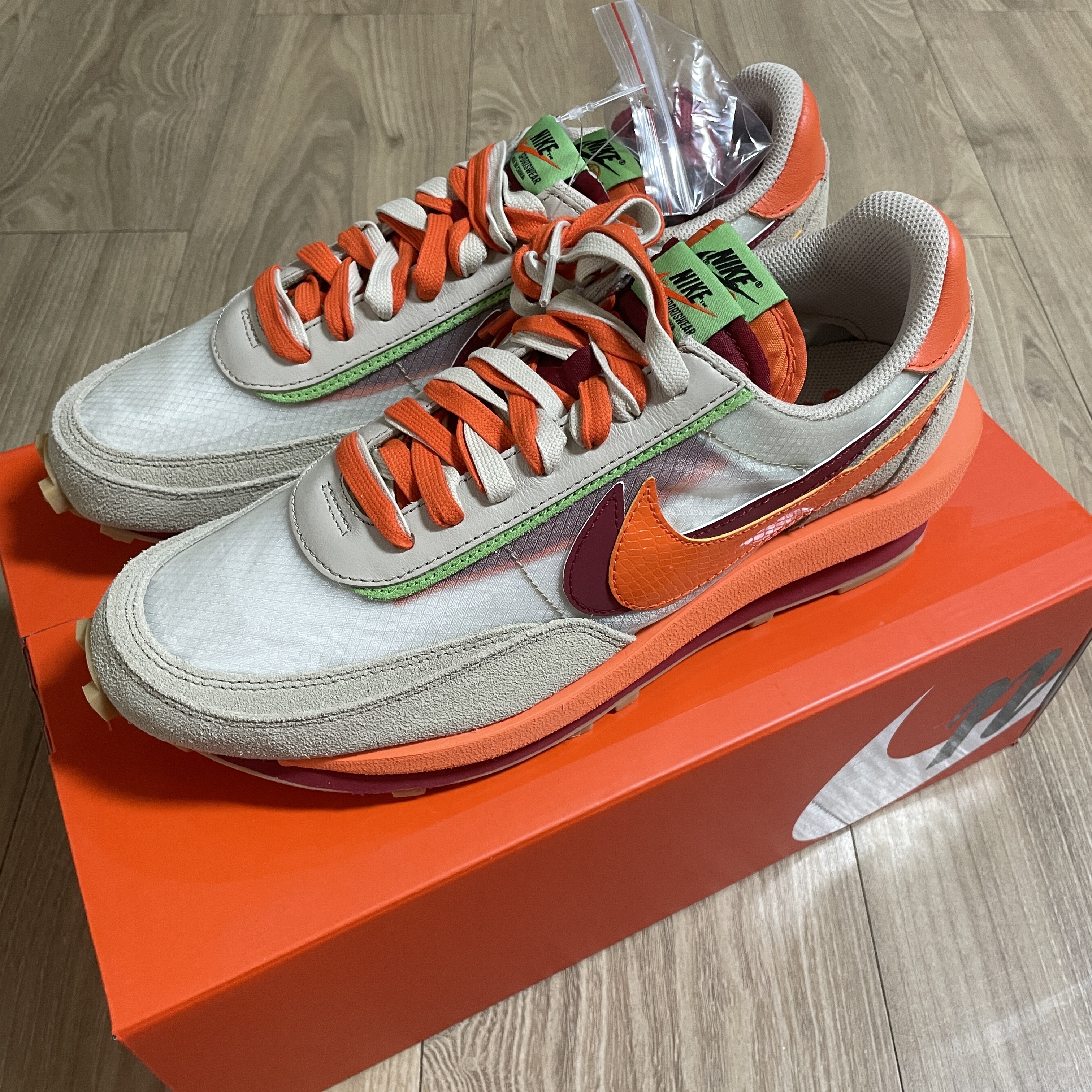 Nike x Sacai x Clot LDWaffle Orange Blaze 착용 스타일 - 1