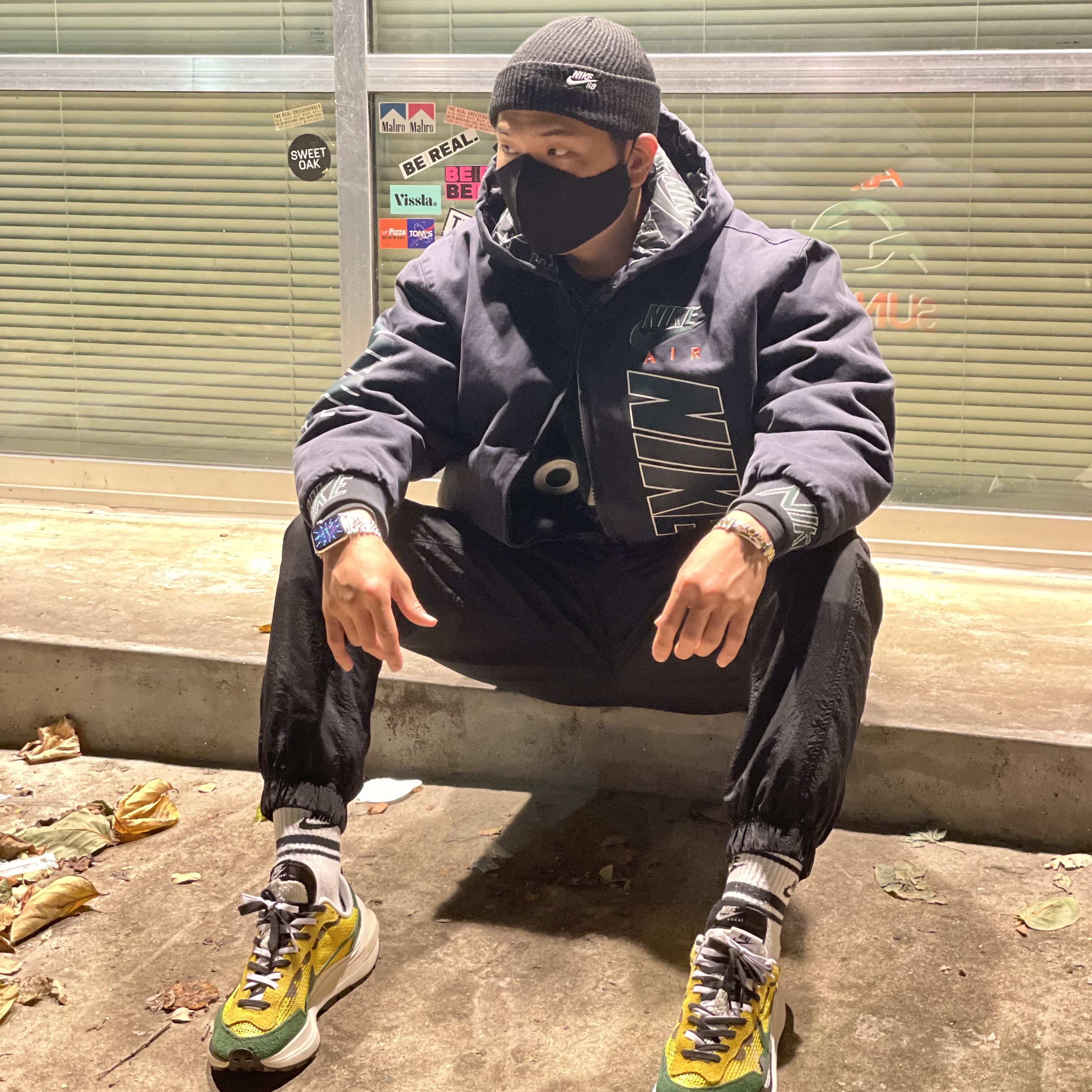 Nike x Cactus Plant Flea Market Workwear Jacket Black - Asia, Nike x Cactus Plant Flea Market S/S Jersey Green - Asia 착용 스타일 - 2