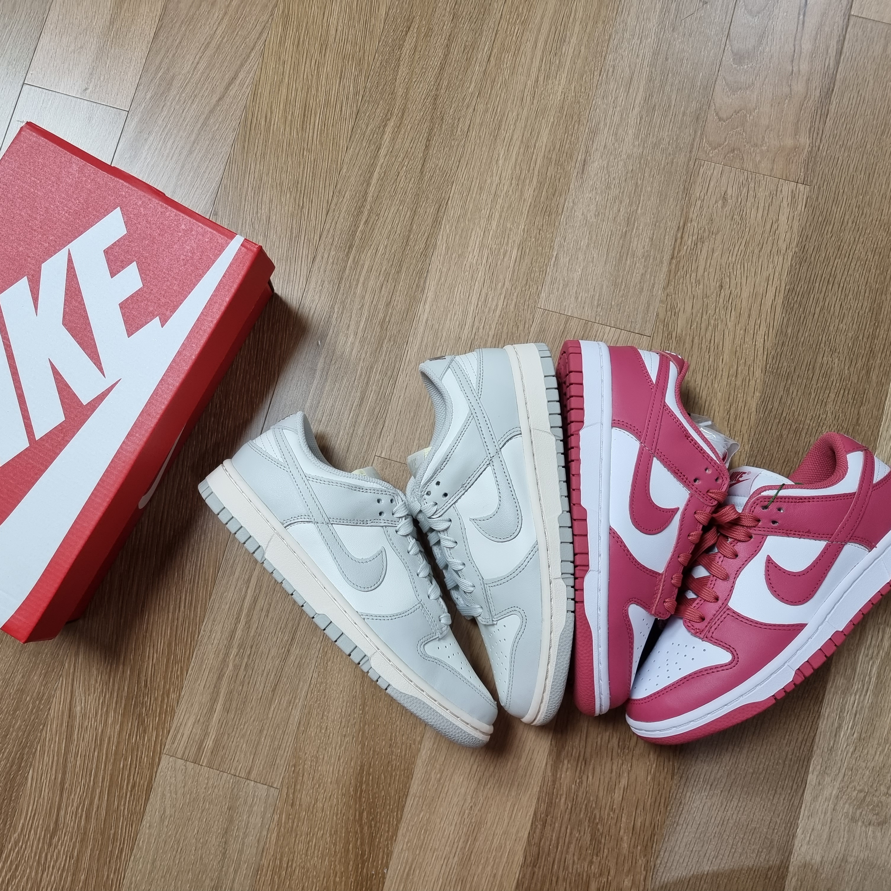 (W) Nike Dunk Low Light Bone, (W) Nike Dunk Low Archeo Pink 착용 스타일 - 2