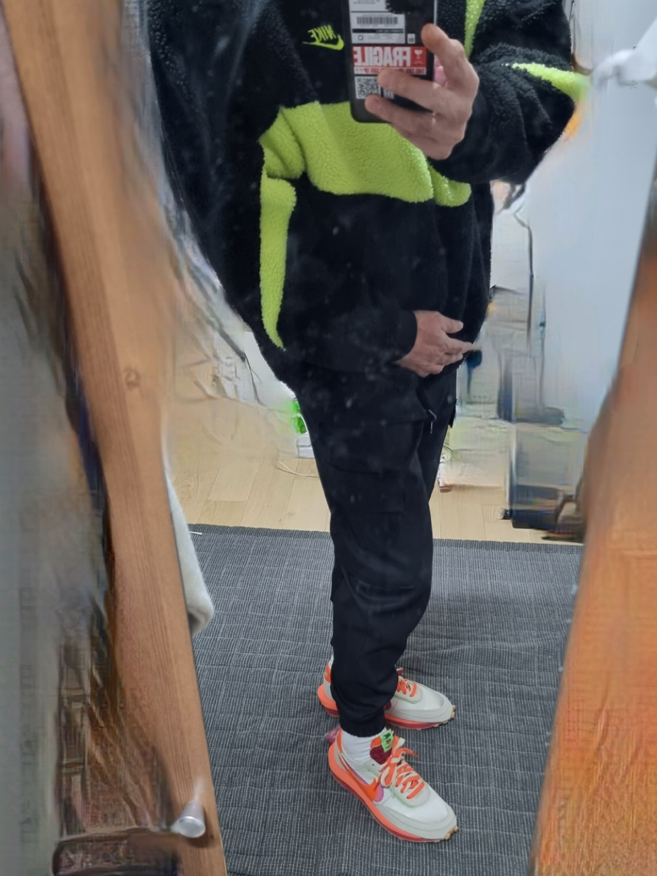 Nike x Sacai x Clot LDWaffle Orange Blaze 착용 스타일