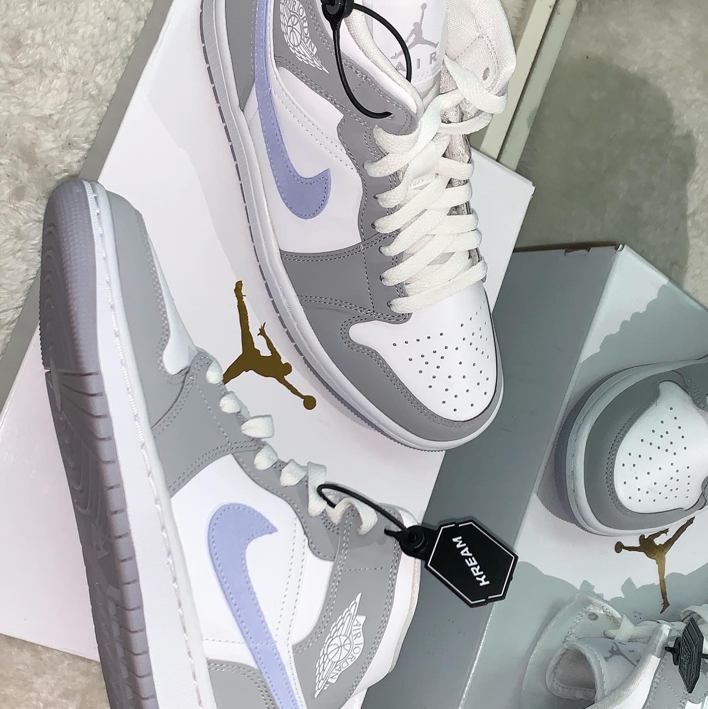 (W) Jordan 1 Mid Wolf Grey 착용 스타일 - 2