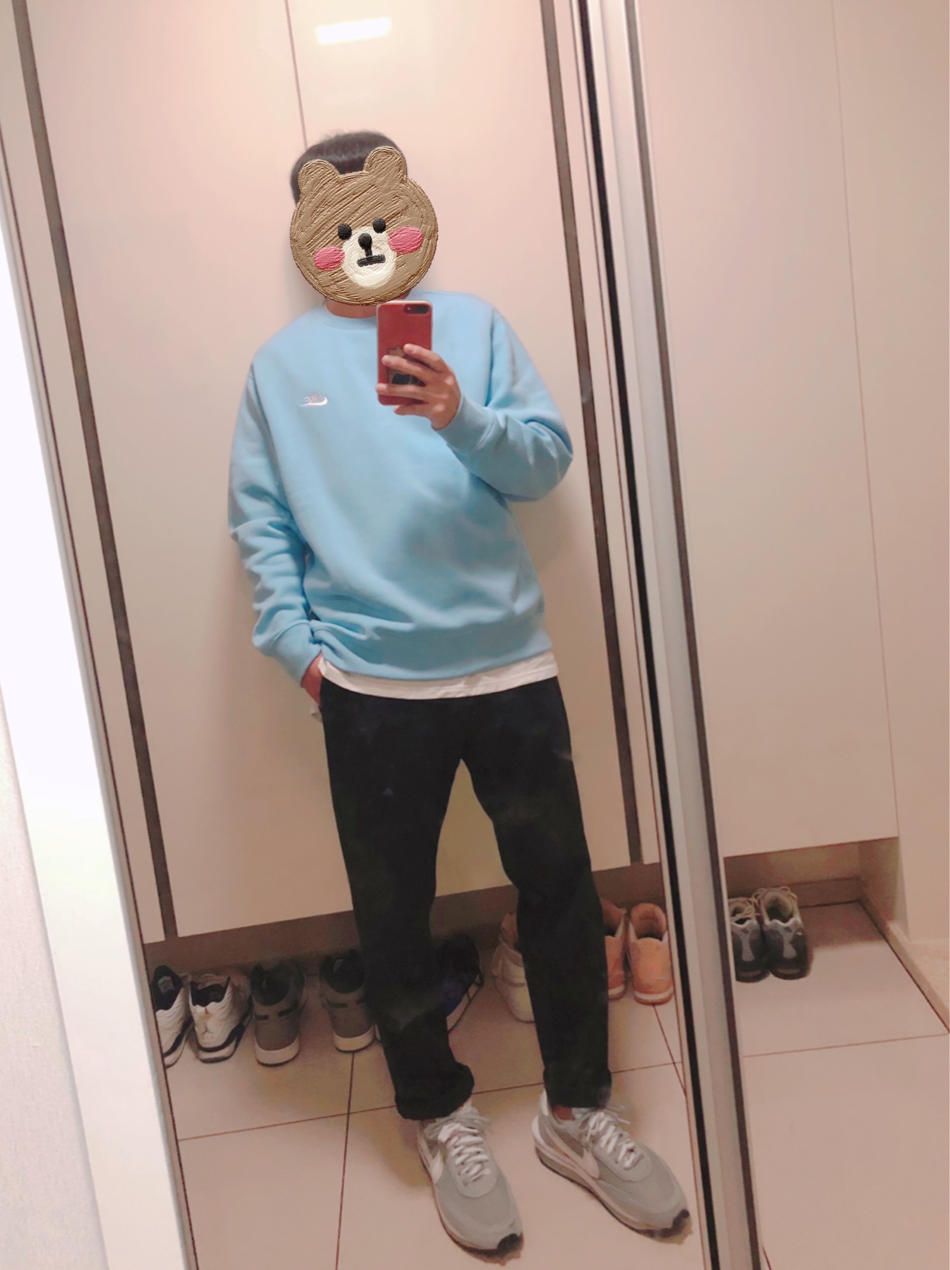 Nike x Sacai x Fragment LDWaffle Light Smoke Grey 착용 스타일