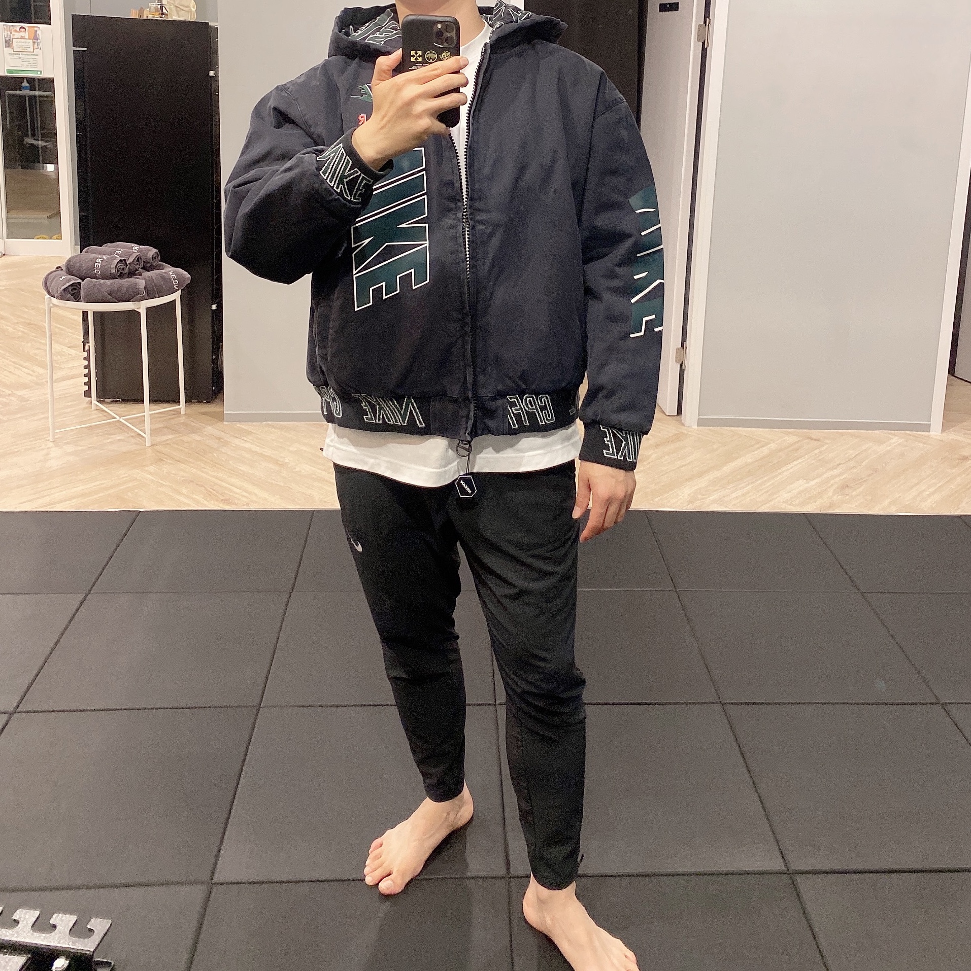 Nike x Cactus Plant Flea Market Workwear Jacket Black - Asia 착용 스타일