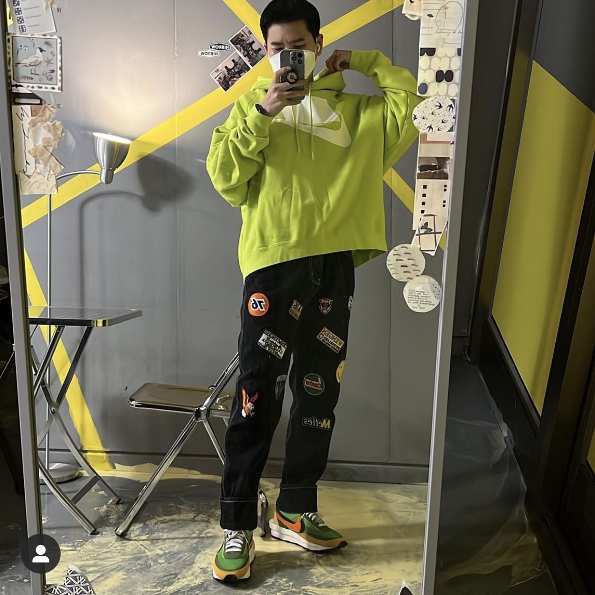 Nike x Sacai LDWaffle Green Multi 착용 스타일