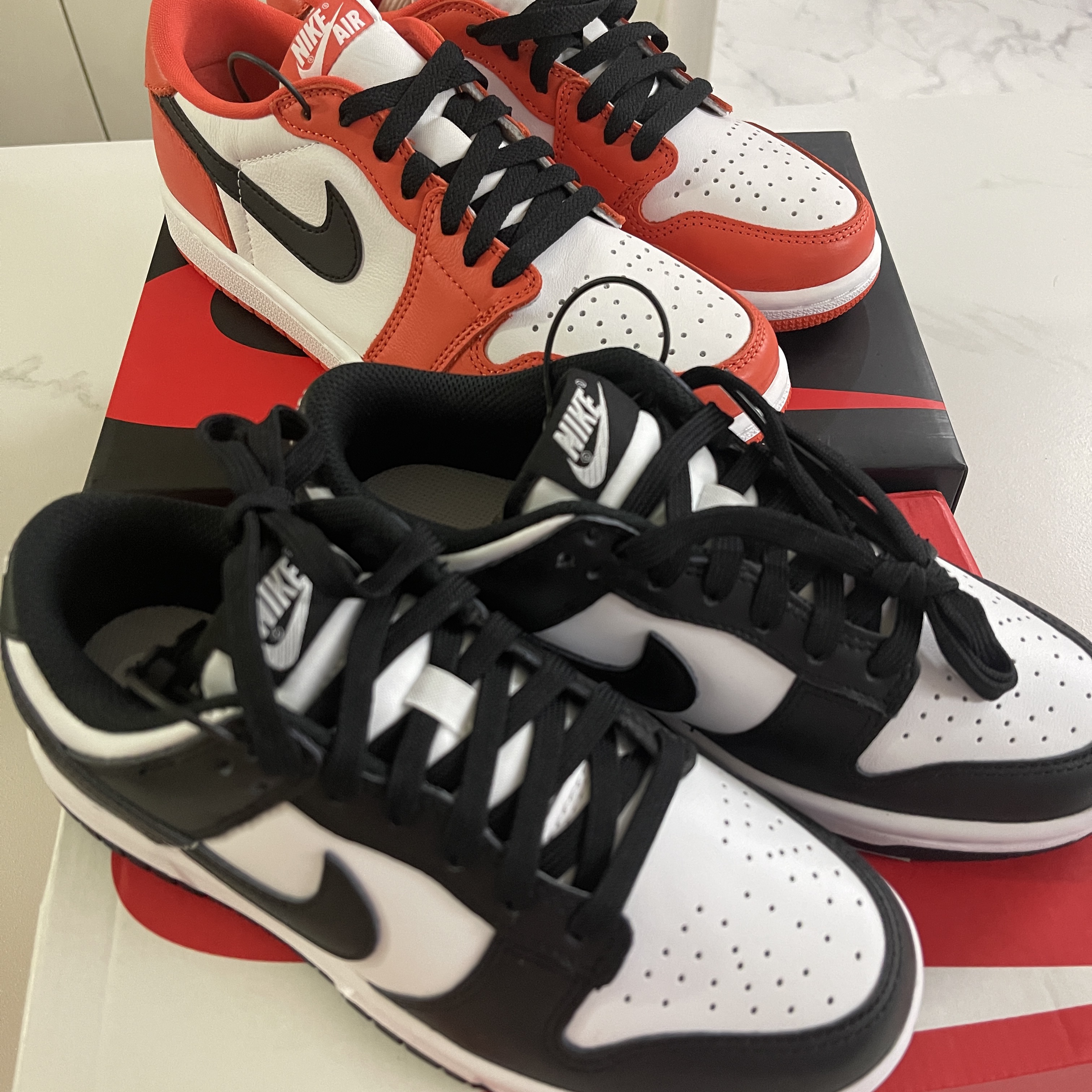 Jordan 1 Low OG Starfish, (W) Nike Dunk Low Black 착용 스타일