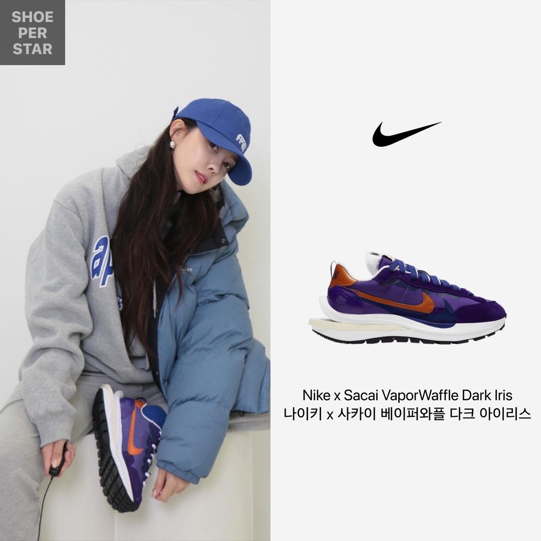 Nike x Sacai VaporWaffle Dark Iris 착용 스타일 - 1