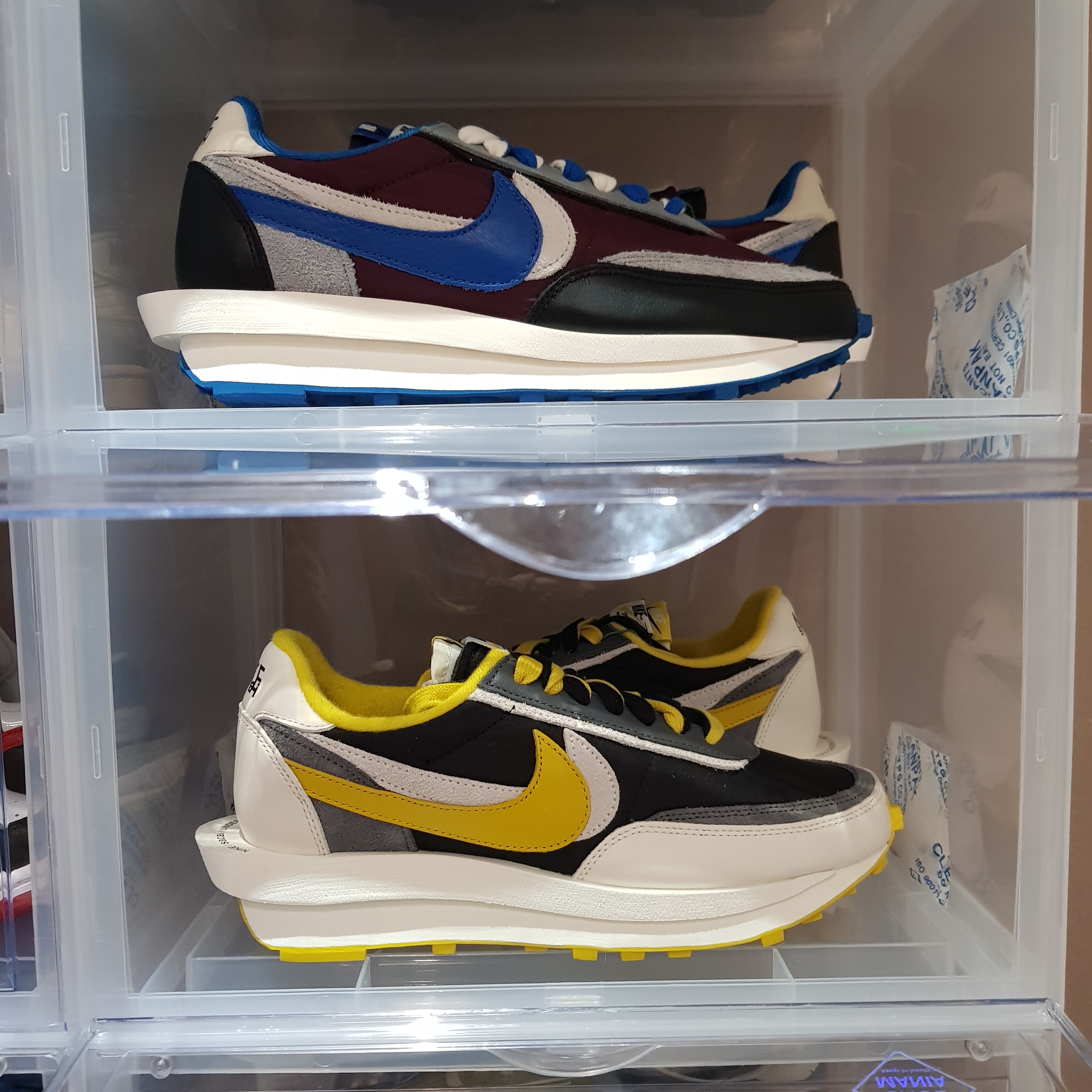 Nike x Sacai x Undercover LDWaffle Black Bright Citron, Nike x Sacai x Undercover LDWaffle Night Maroon Team Royal 착용 스타일