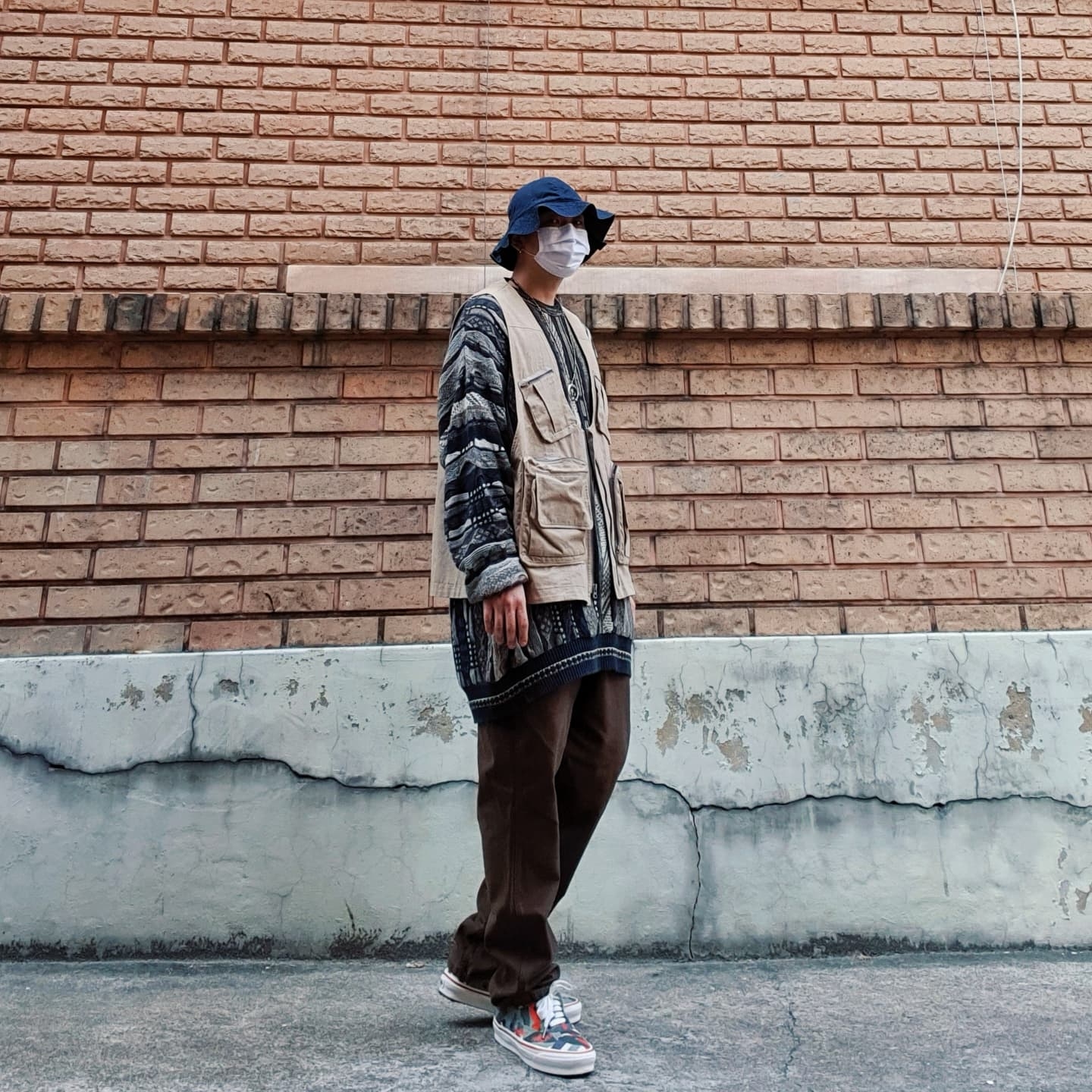 Vans Vault x Nigel Cabourn OG Authentic LX Army Green Camo 착용 스타일 - 1