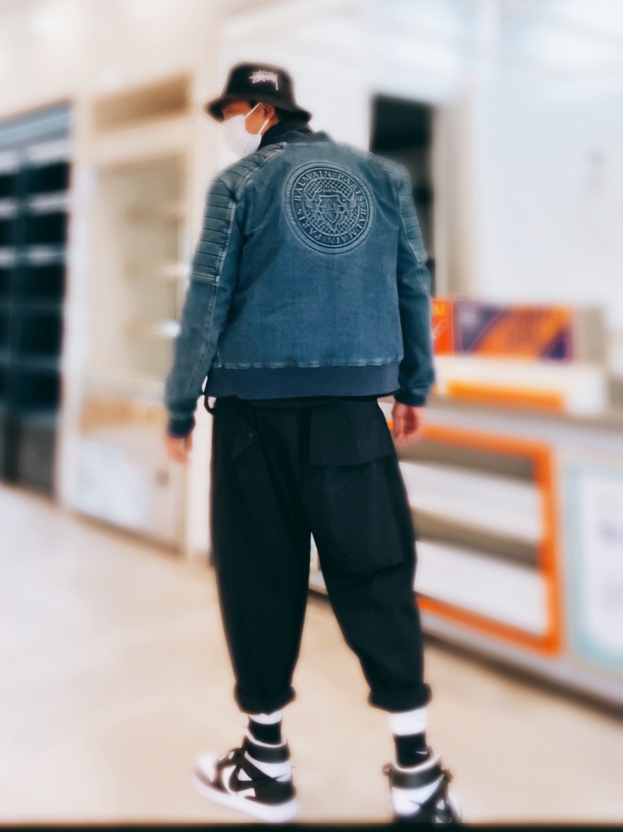 Nike x Sacai x Jean Paul Gaultier VaporWaffle Black White, Supreme x Nike Lightweight Crew Socks Black (1 Pack) 착용 스타일 - 3