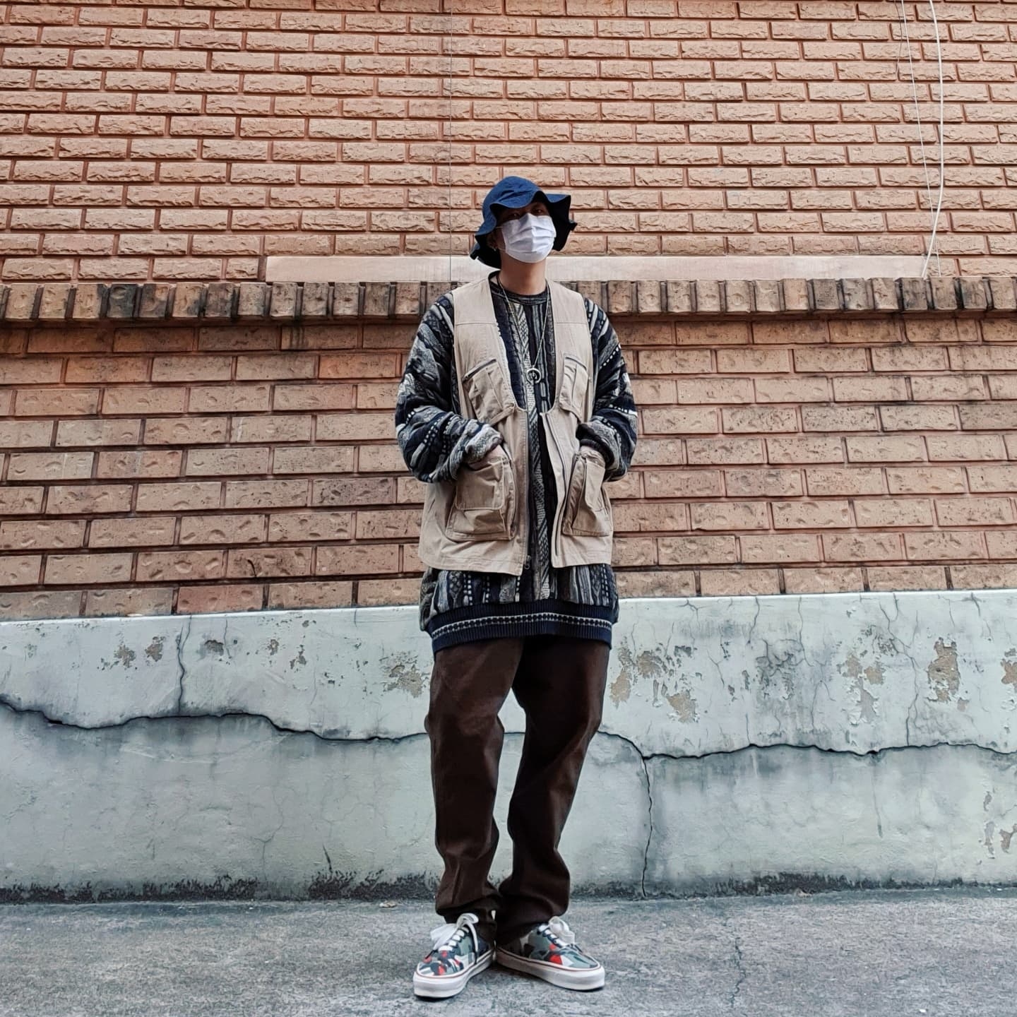 Vans Vault x Nigel Cabourn OG Authentic LX Army Green Camo 착용 스타일 - 2