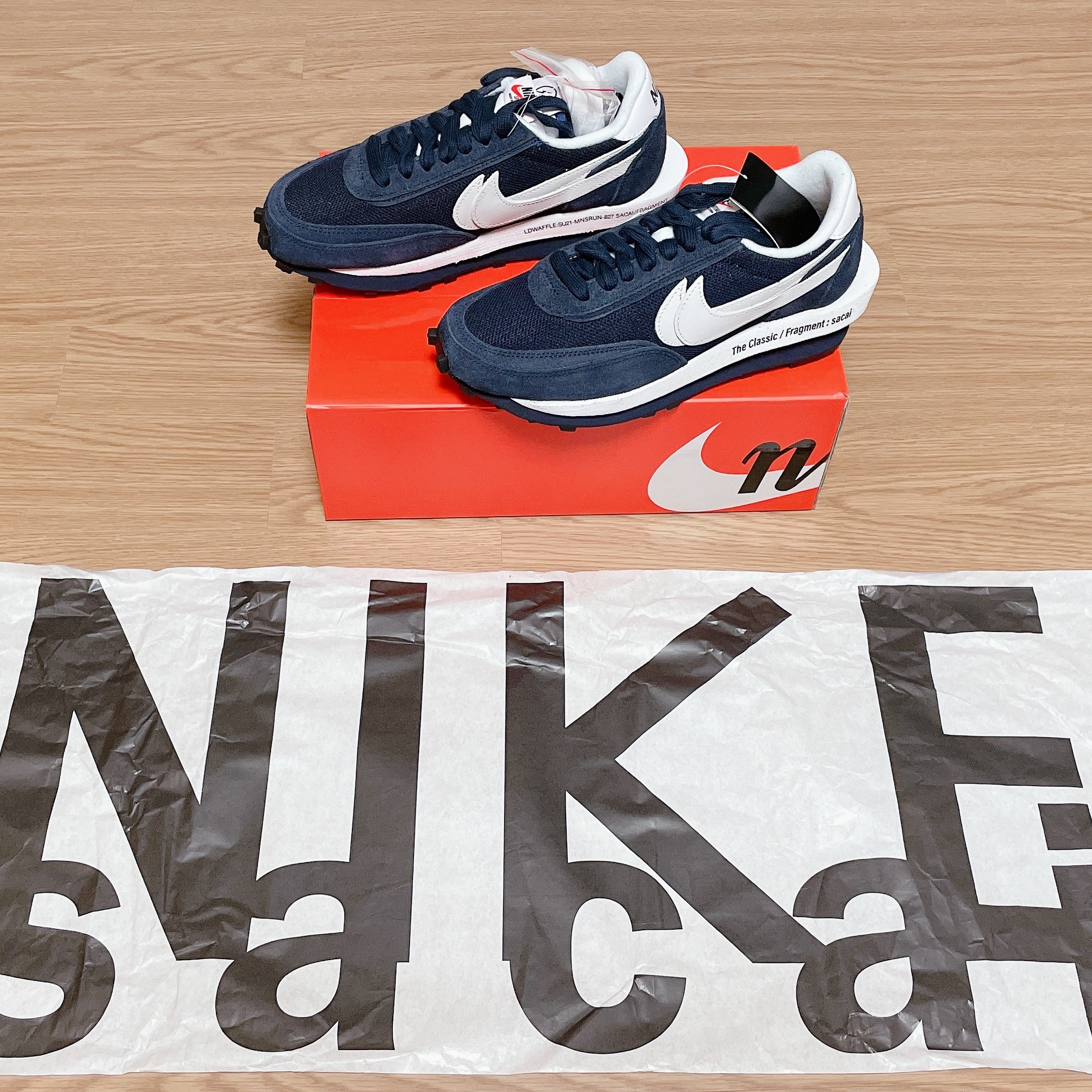 Nike x Sacai x Fragment LDWaffle Blackened Blue 착용 스타일 - 2