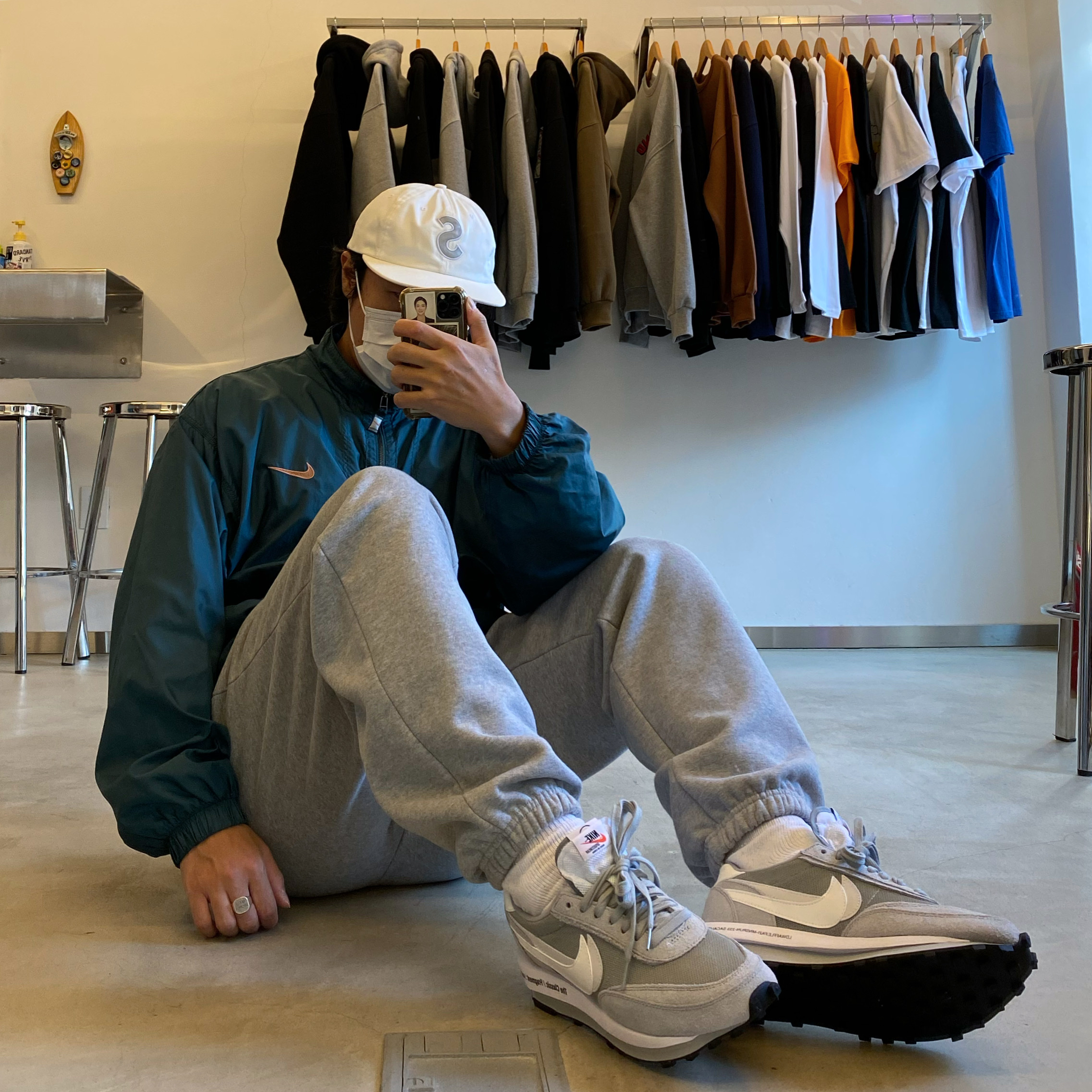 Nike x Sacai x Fragment LDWaffle Light Smoke Grey 착용 스타일