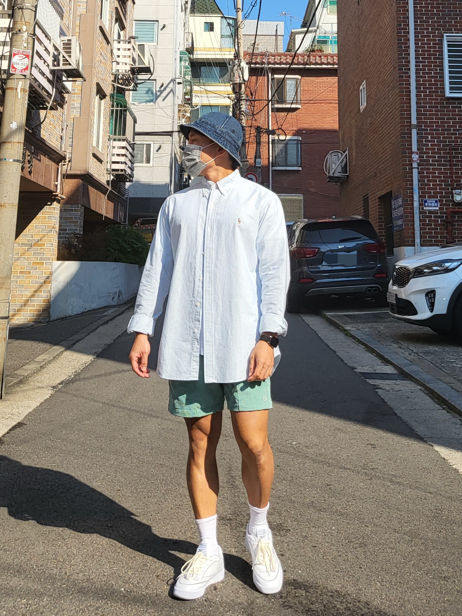 Reebok x Maison Margiela Club C TL White 착용 스타일