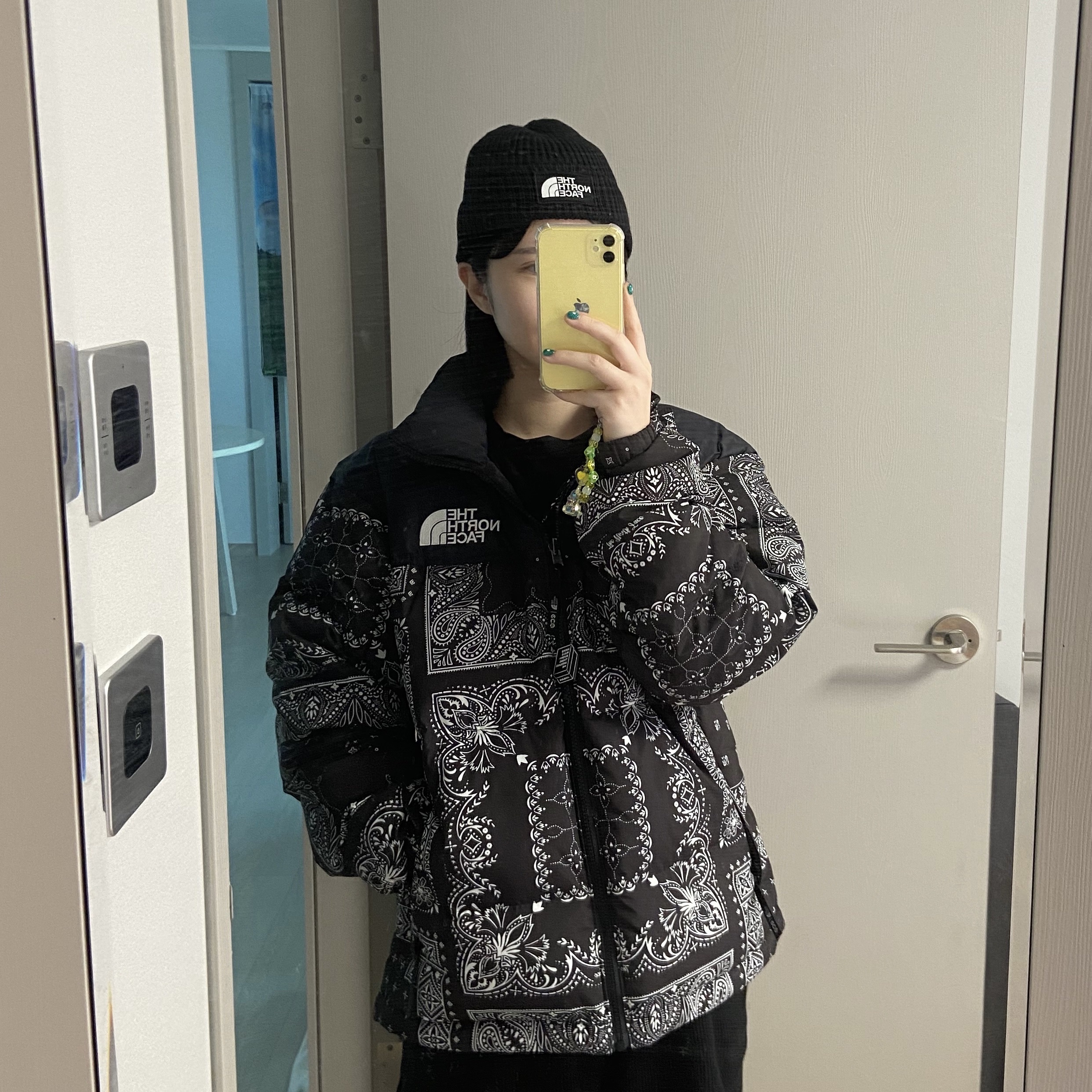 The North Face 1996 Novelty Nuptse Jacket Real Black - 21FW 착용 스타일 - 1