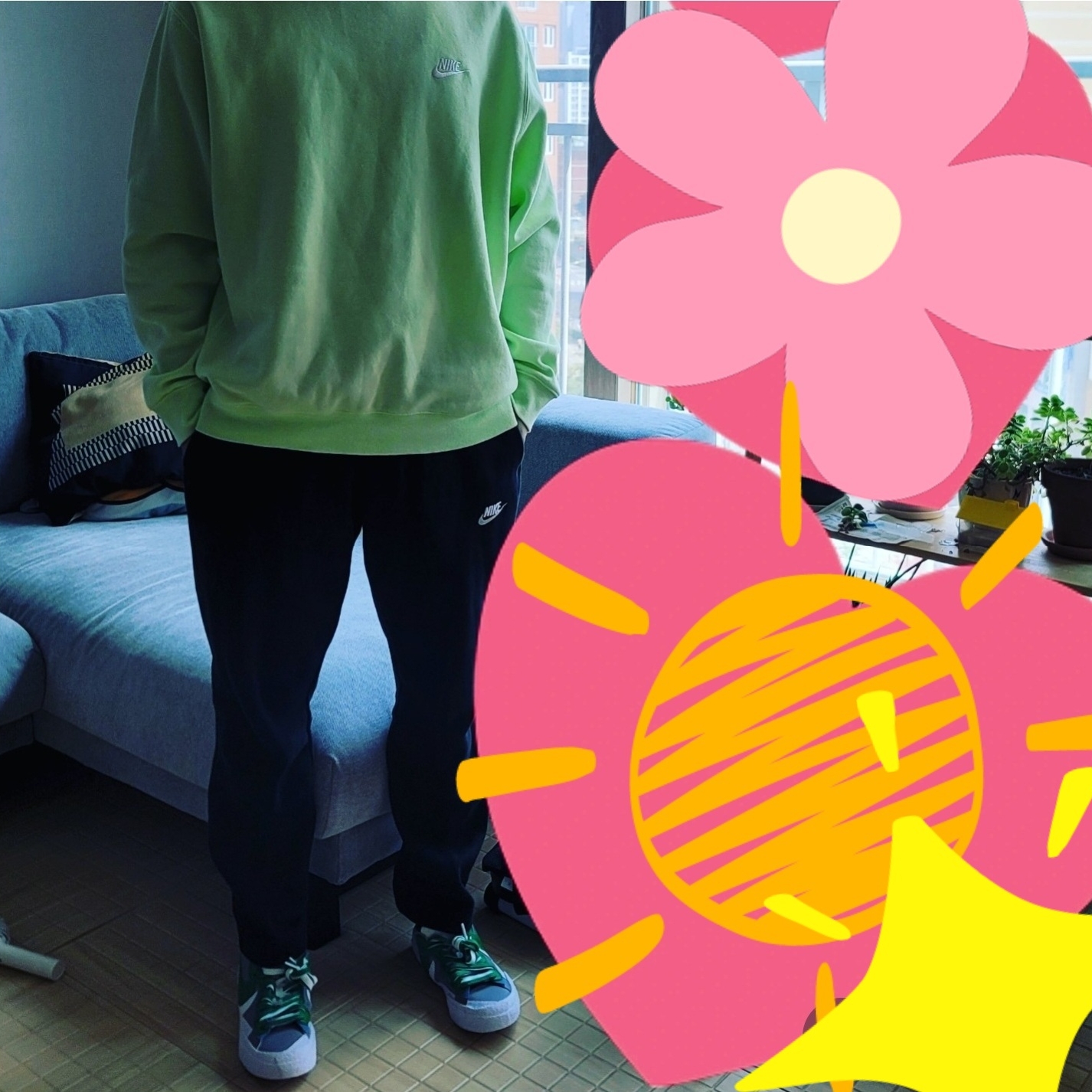 Nike x Sacai Blazer Low Classic Green 착용 스타일